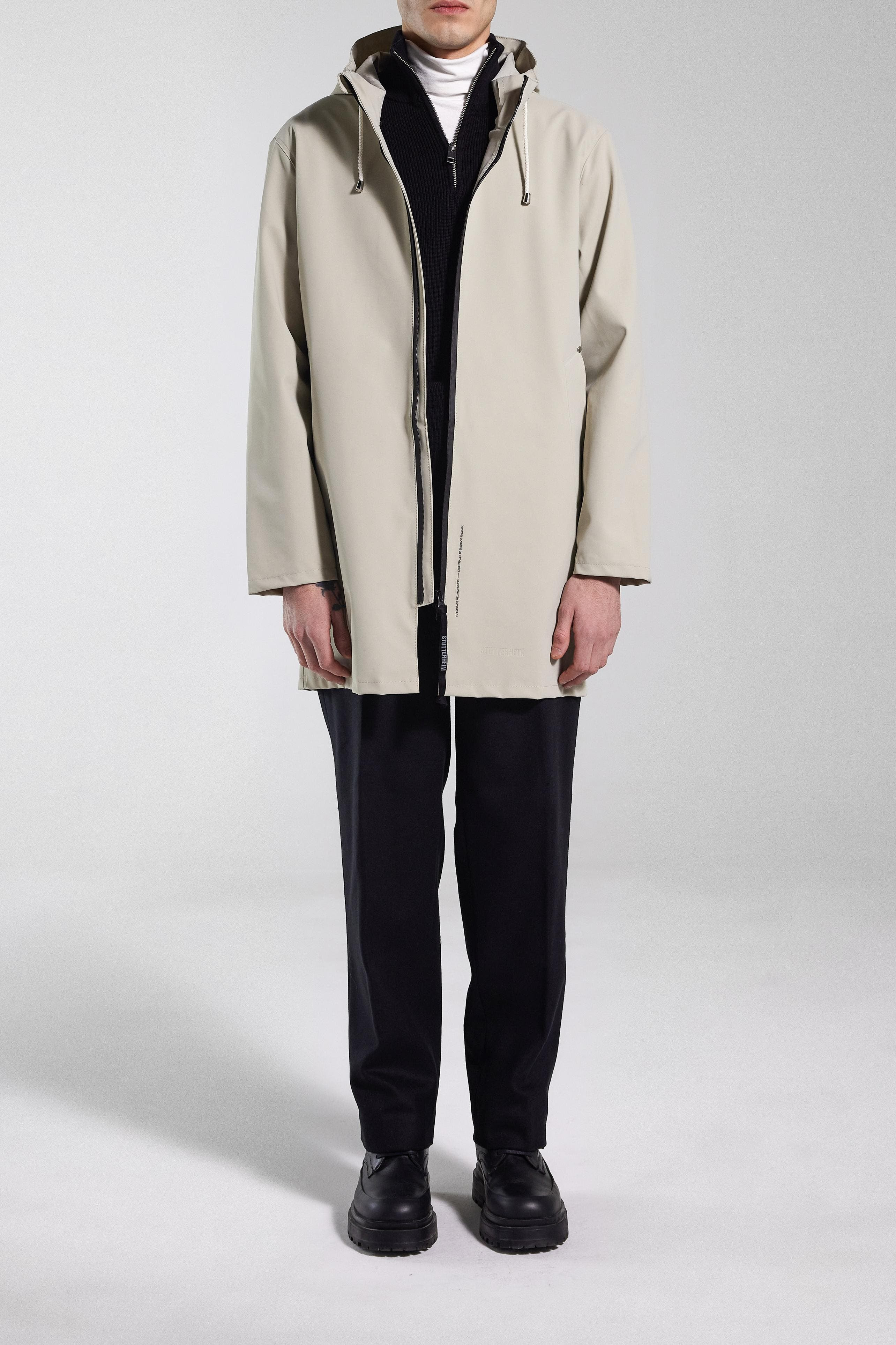 Stutterheim Stockholm Lightweight Zip Matte Raincoat in Pelican at Nordstrom - 9