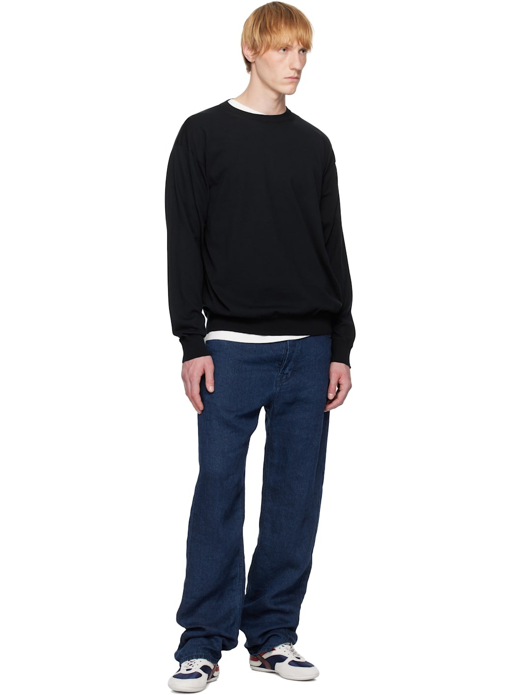 Navy Super High Gauge Cotton Knit Sweater - 4