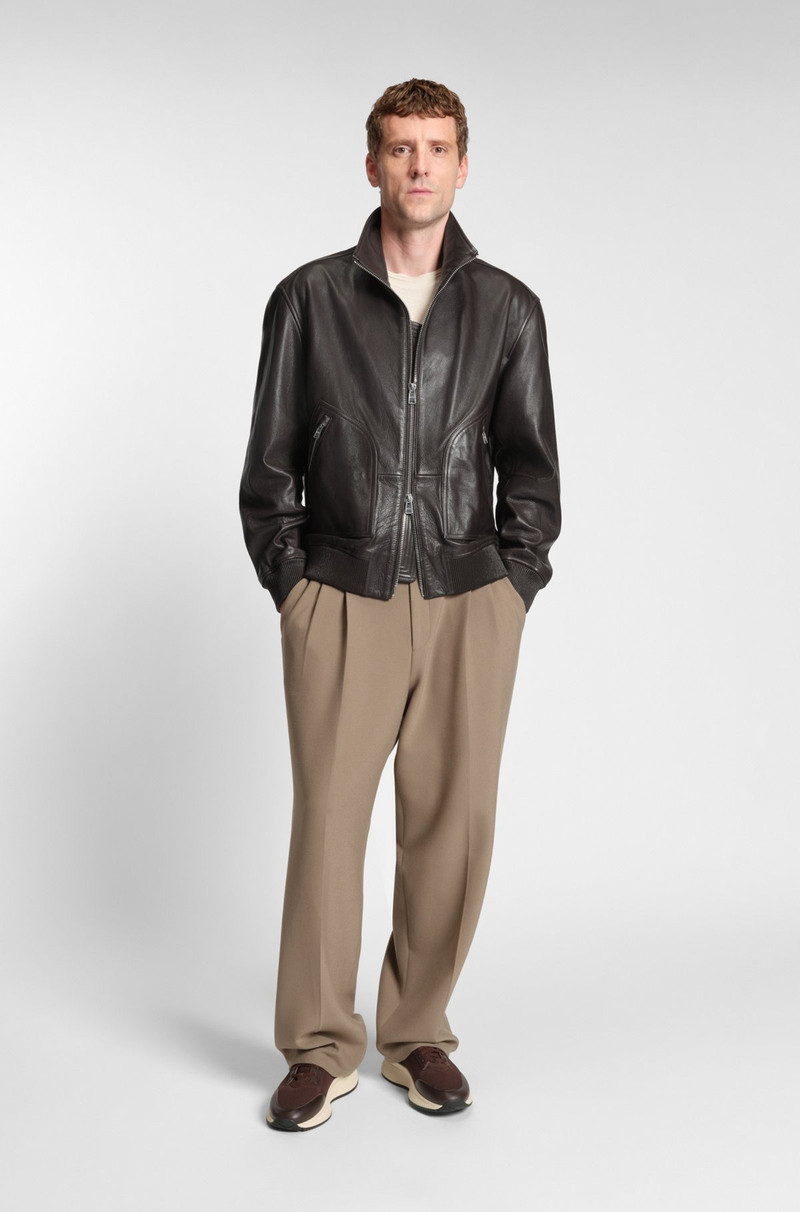 BOSS NAPPA-LEATHER JACKET WITH TWO-WAY ZIP outlook