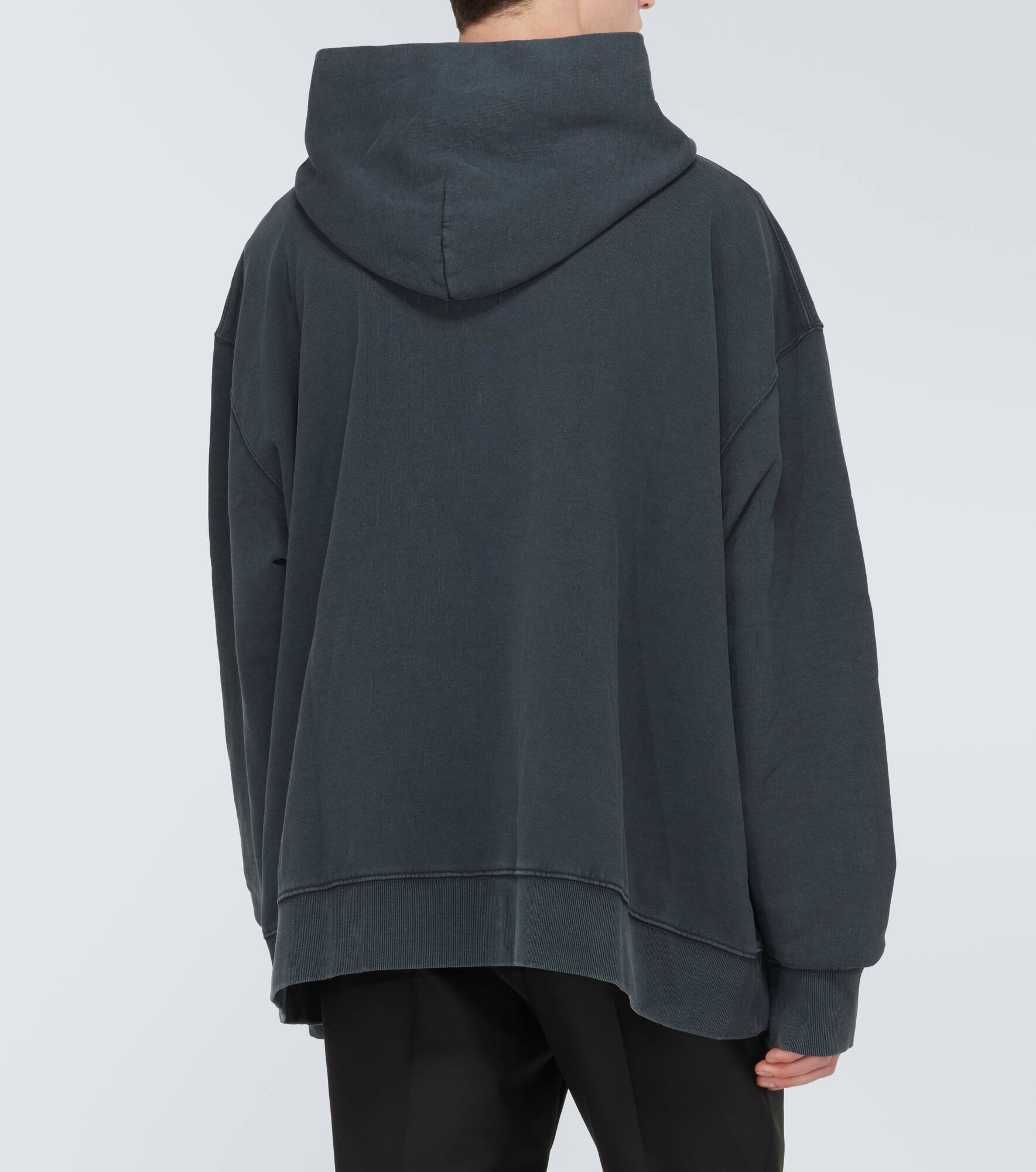 Logo faded cotton jersey hoodie - 4