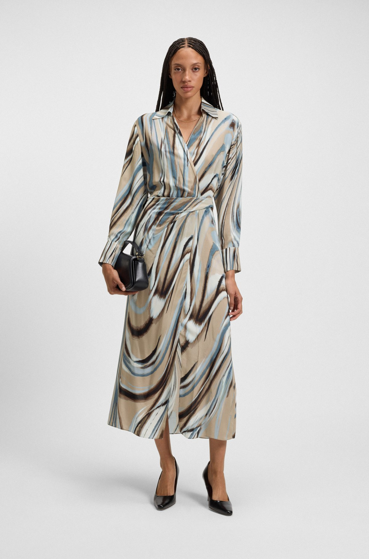 WRAP-FRONT DRESS WITH SWIRL PRINT - 2