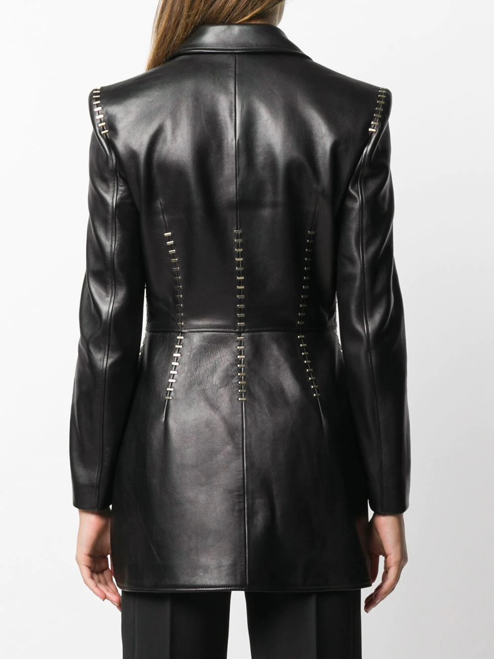 Stapled leather blazer - 4