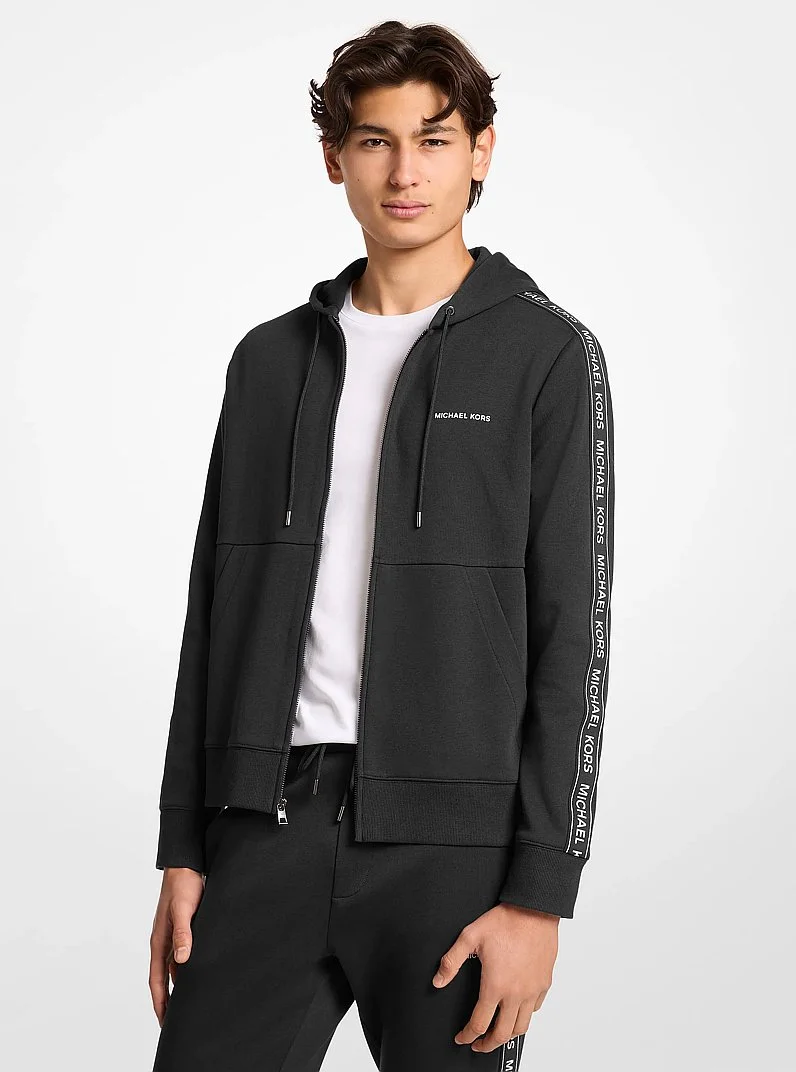 Logo Tape Cotton Blend Zip-Up Hoodie - 1