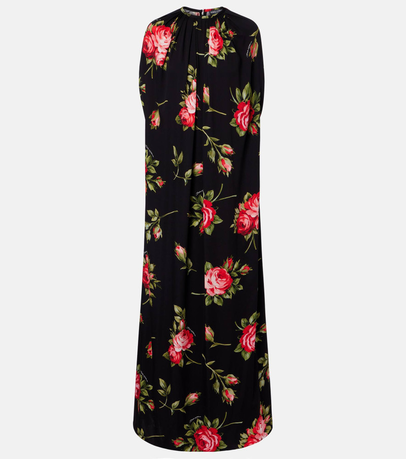 Floral caped silk-blend gown 1