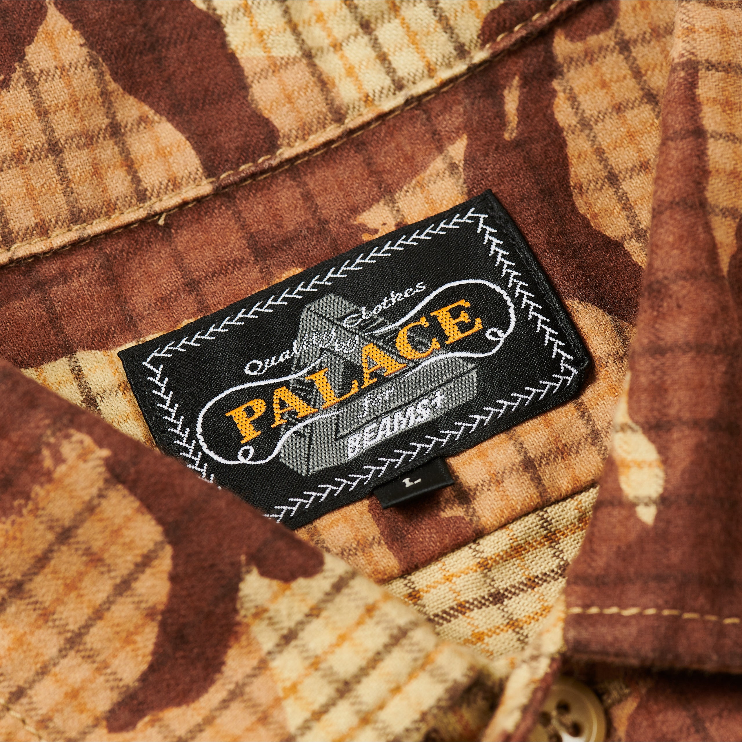 PALACE BEAMS PLUS WORK SHIRT BEIGE TATTERSOLE CAMO - 3