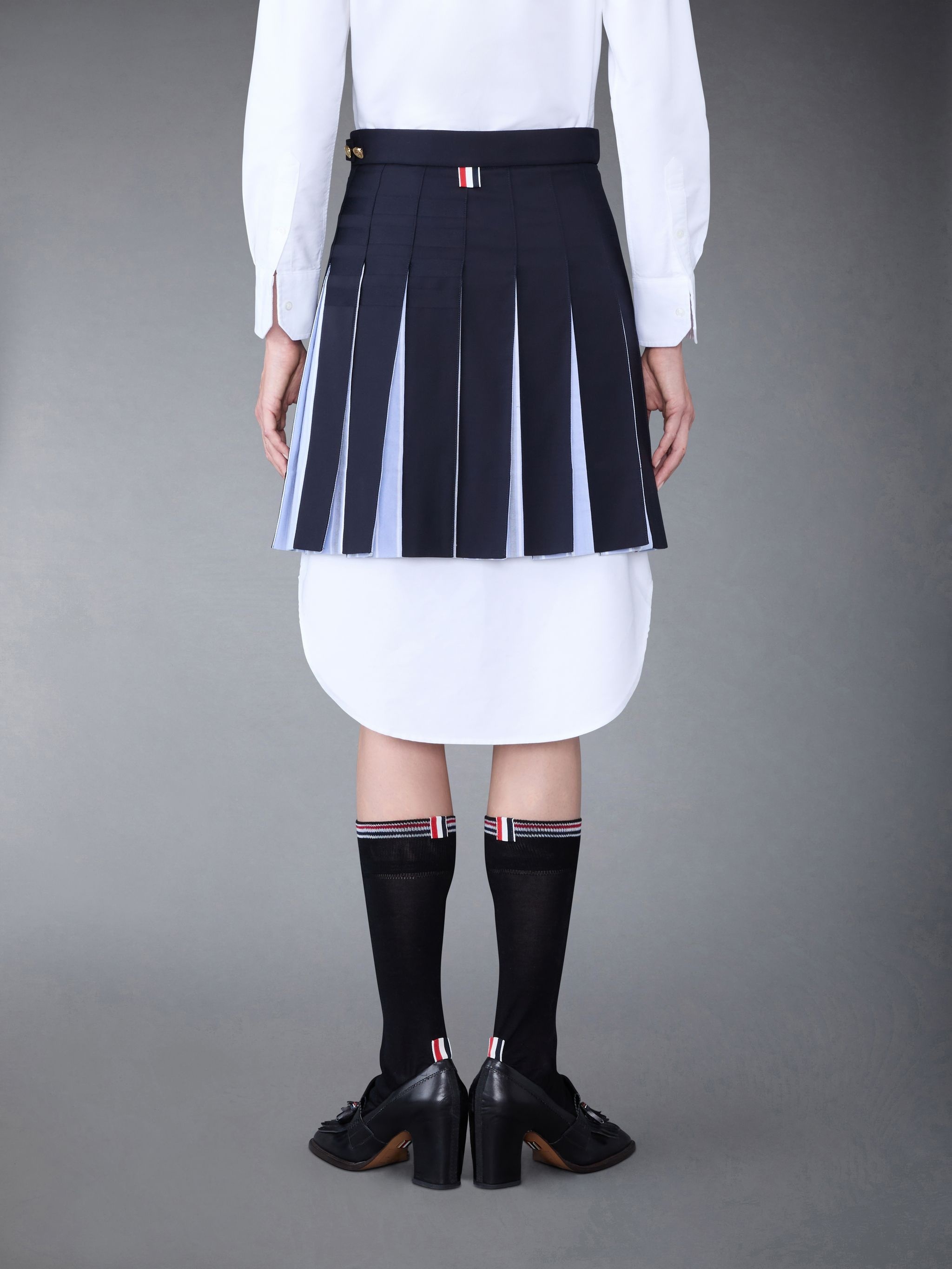 Plain Weave 4-Bar Pleated Mini Skirt - 6