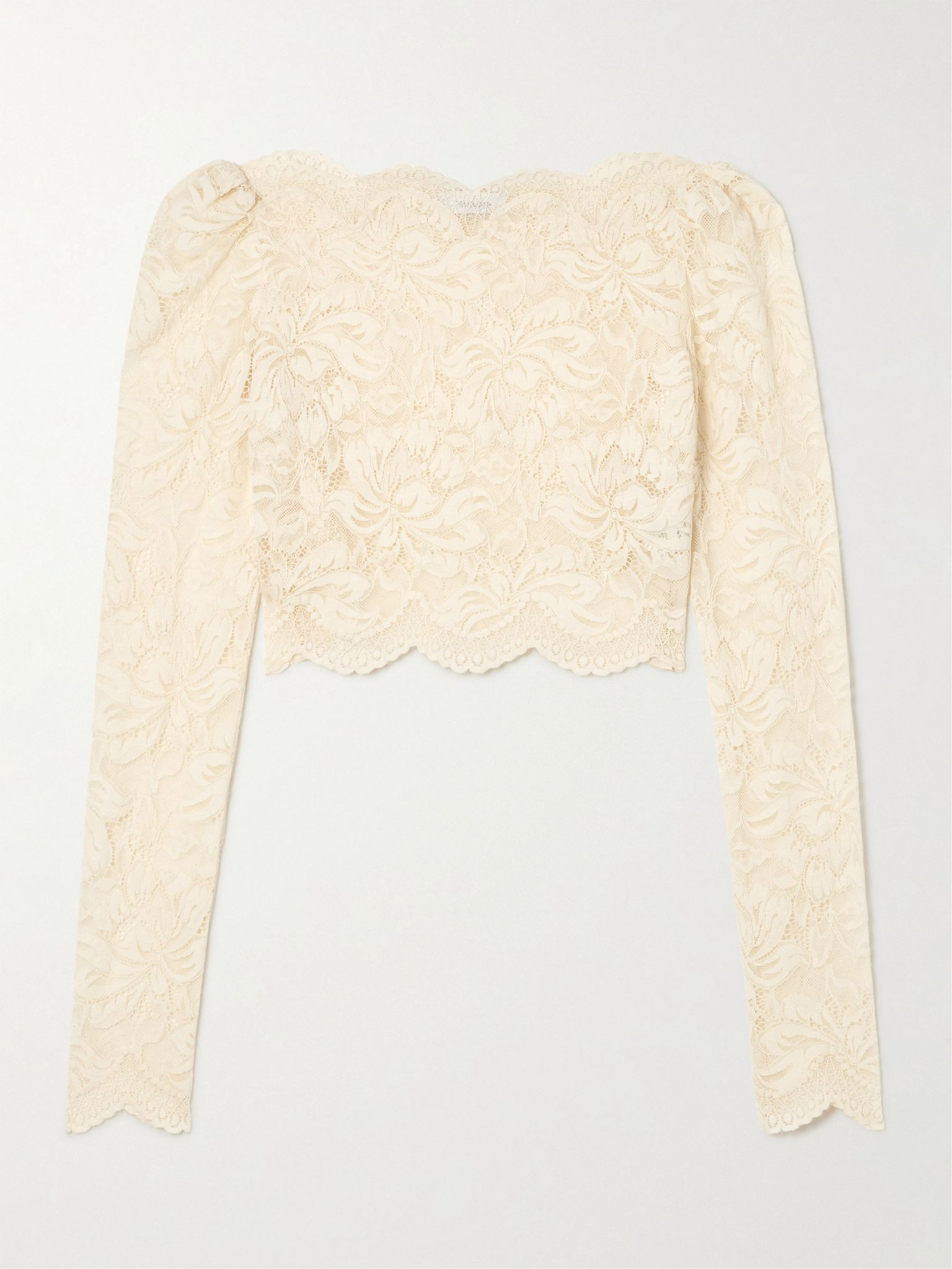 Scalloped cropped lace top White - 1