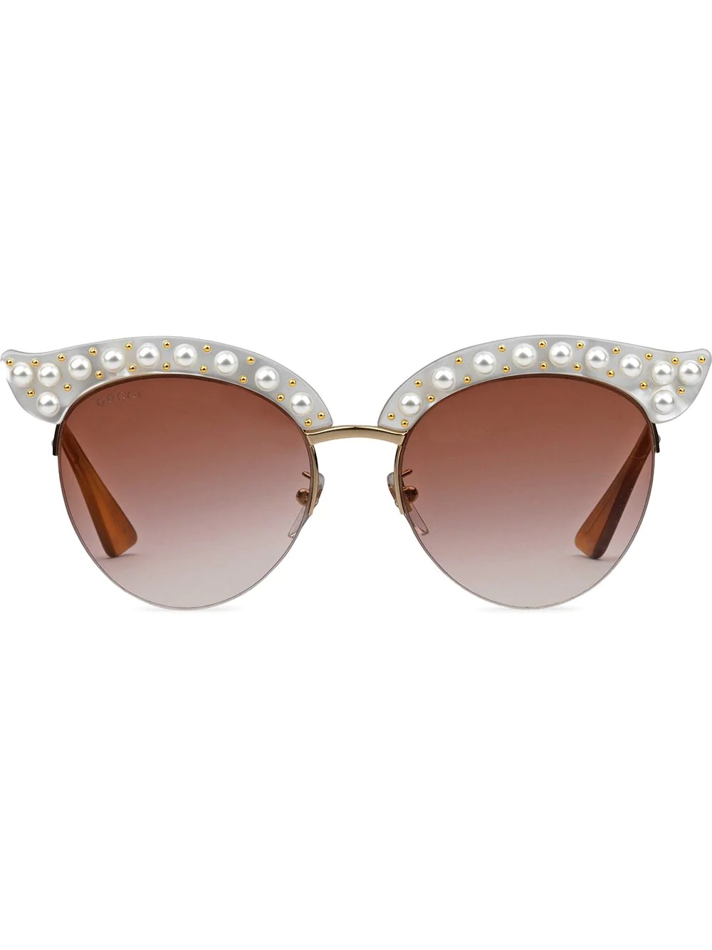 Cat eye acetate sunglasses with pearls - 1