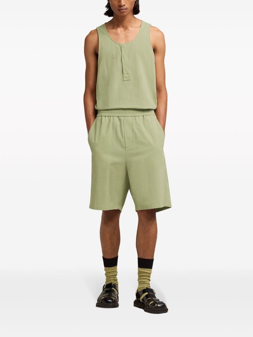 logo-plaque cotton shorts - 2