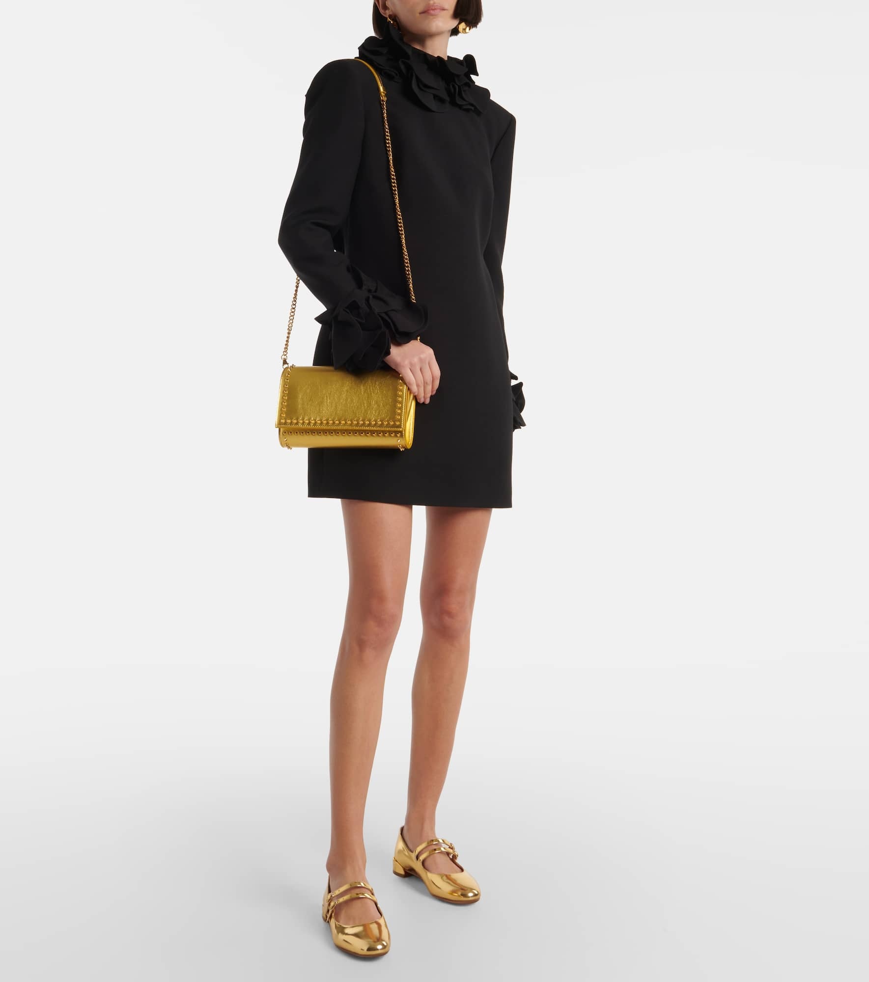 Paloma spiked metallic leather clutch - 5