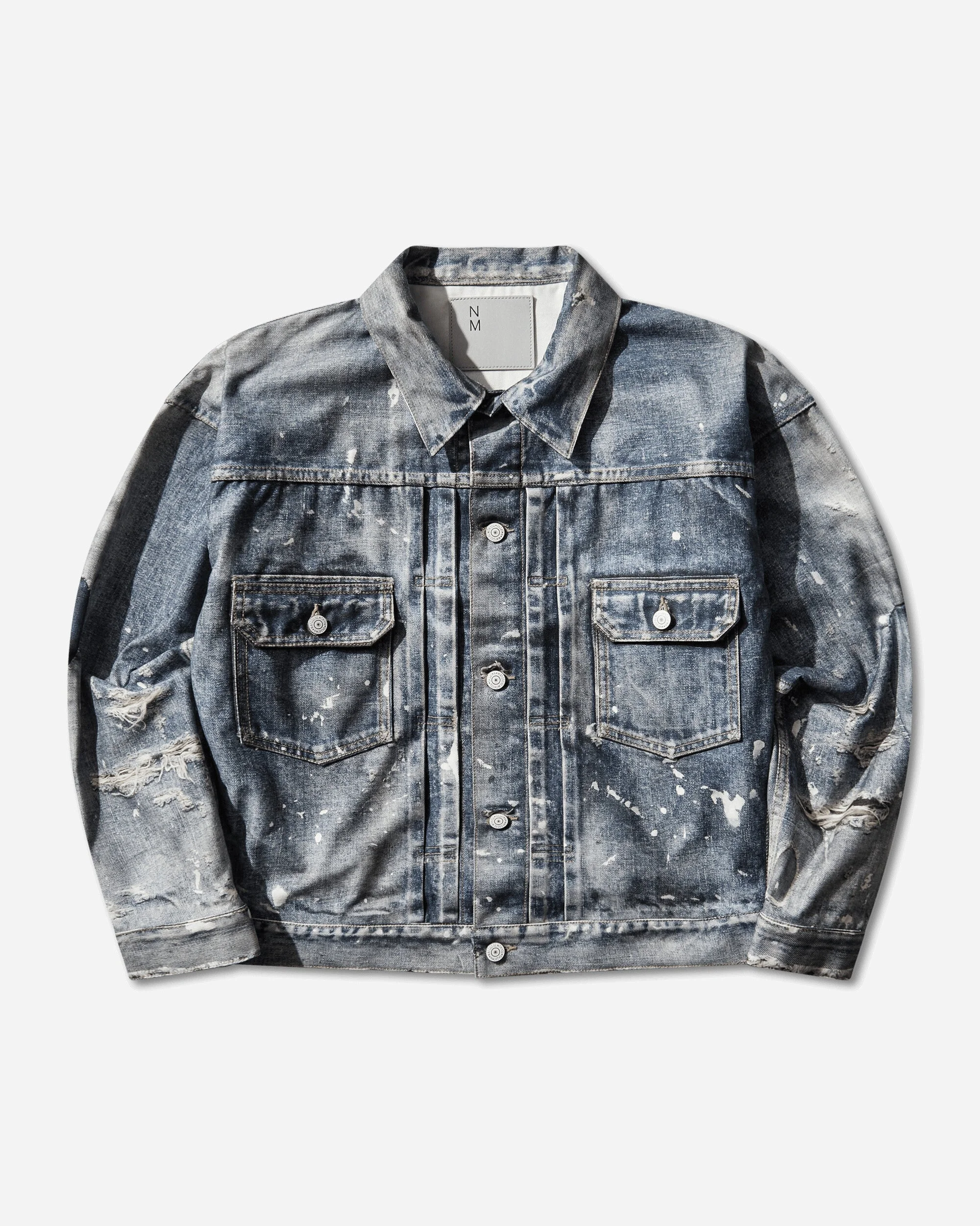 Men's New Manual Printed Denim Jacket Indigo - 1