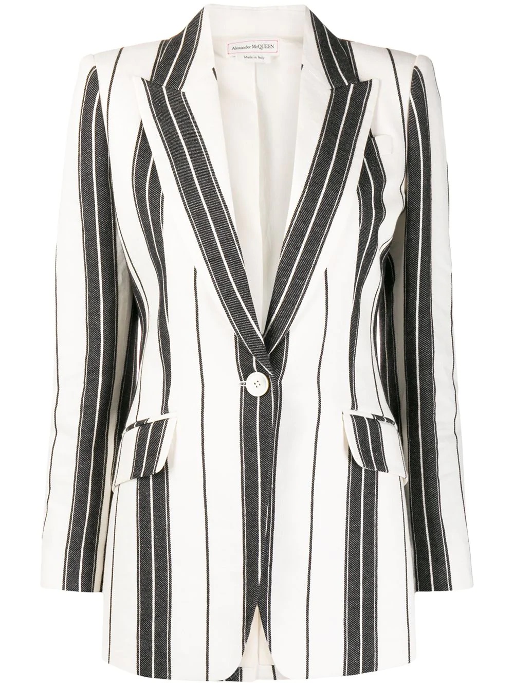 striped single-breasted blazer - 1