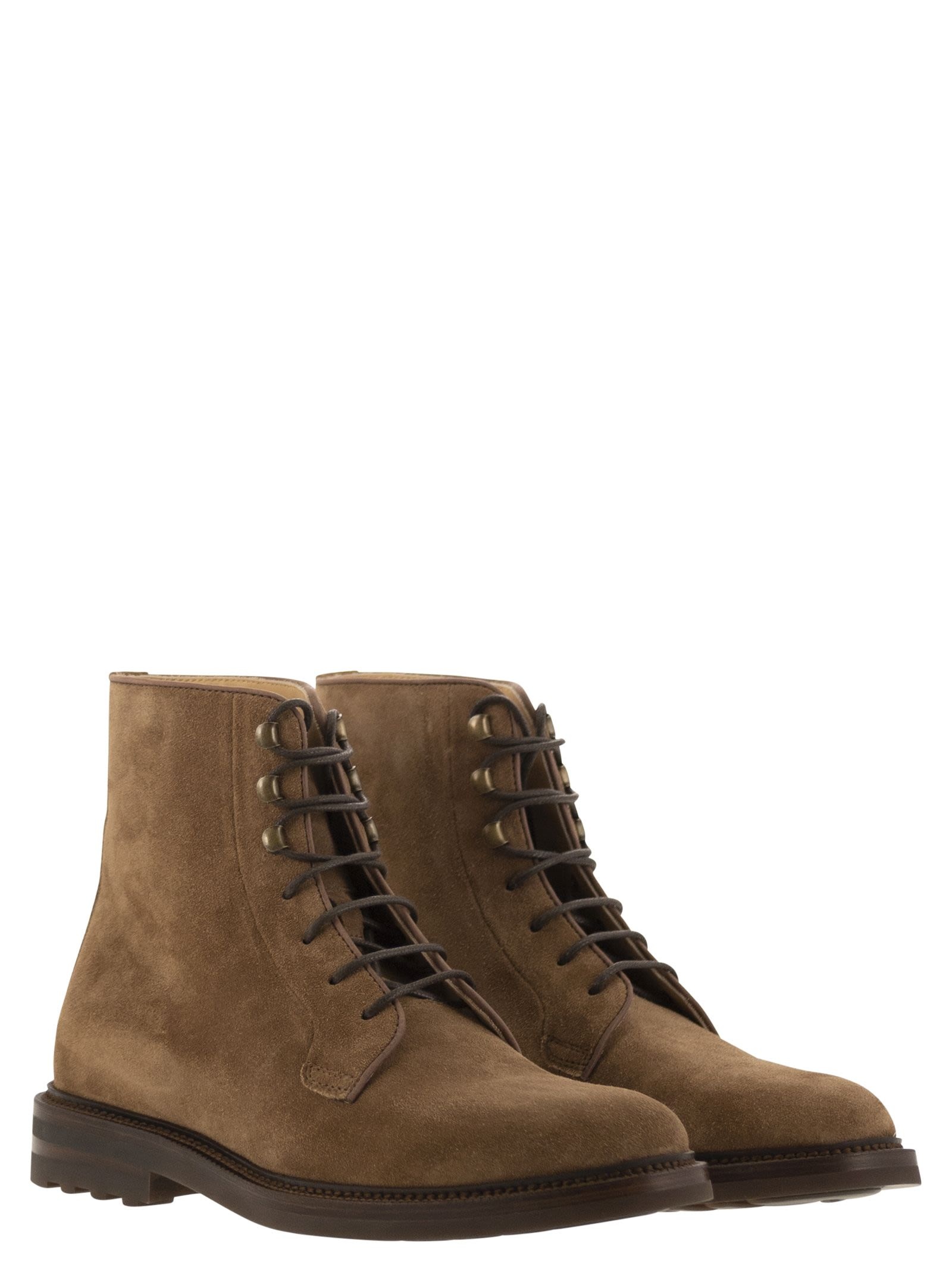 Brunello Cucinelli Men Suede Lace-Up Boot - 4