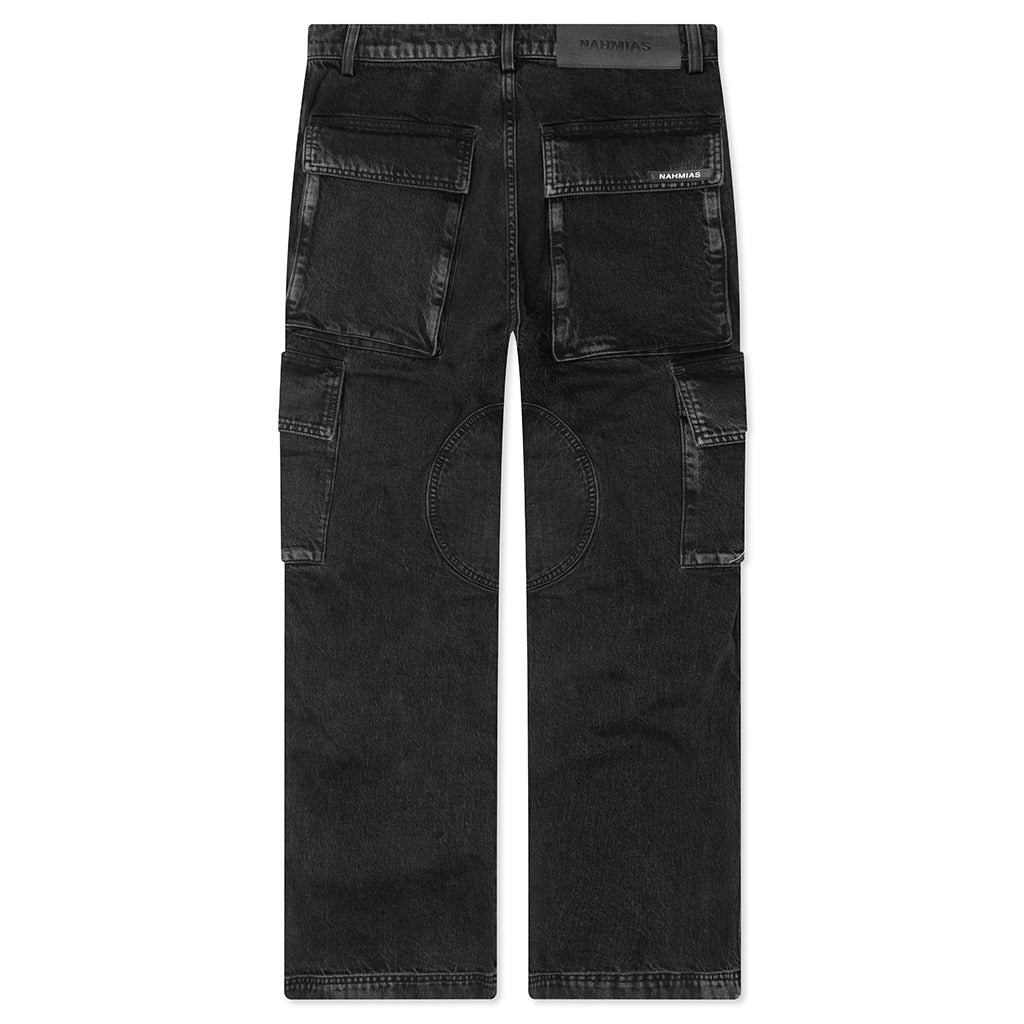 DENIM LOGO CARGOS - CHARCOAL WASH - 2