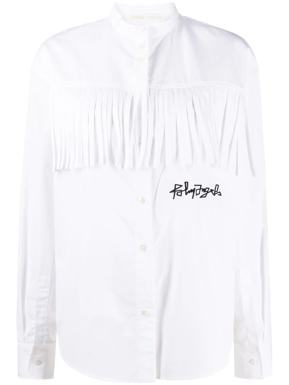 logo embroidered fringed shirt - 1