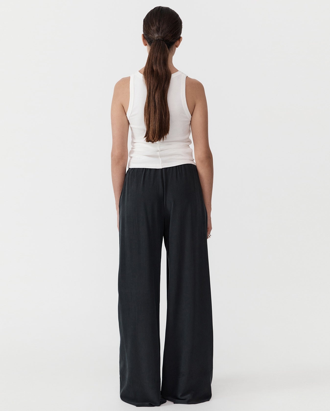 Relaxed Silk Pants - Washed Black - 4