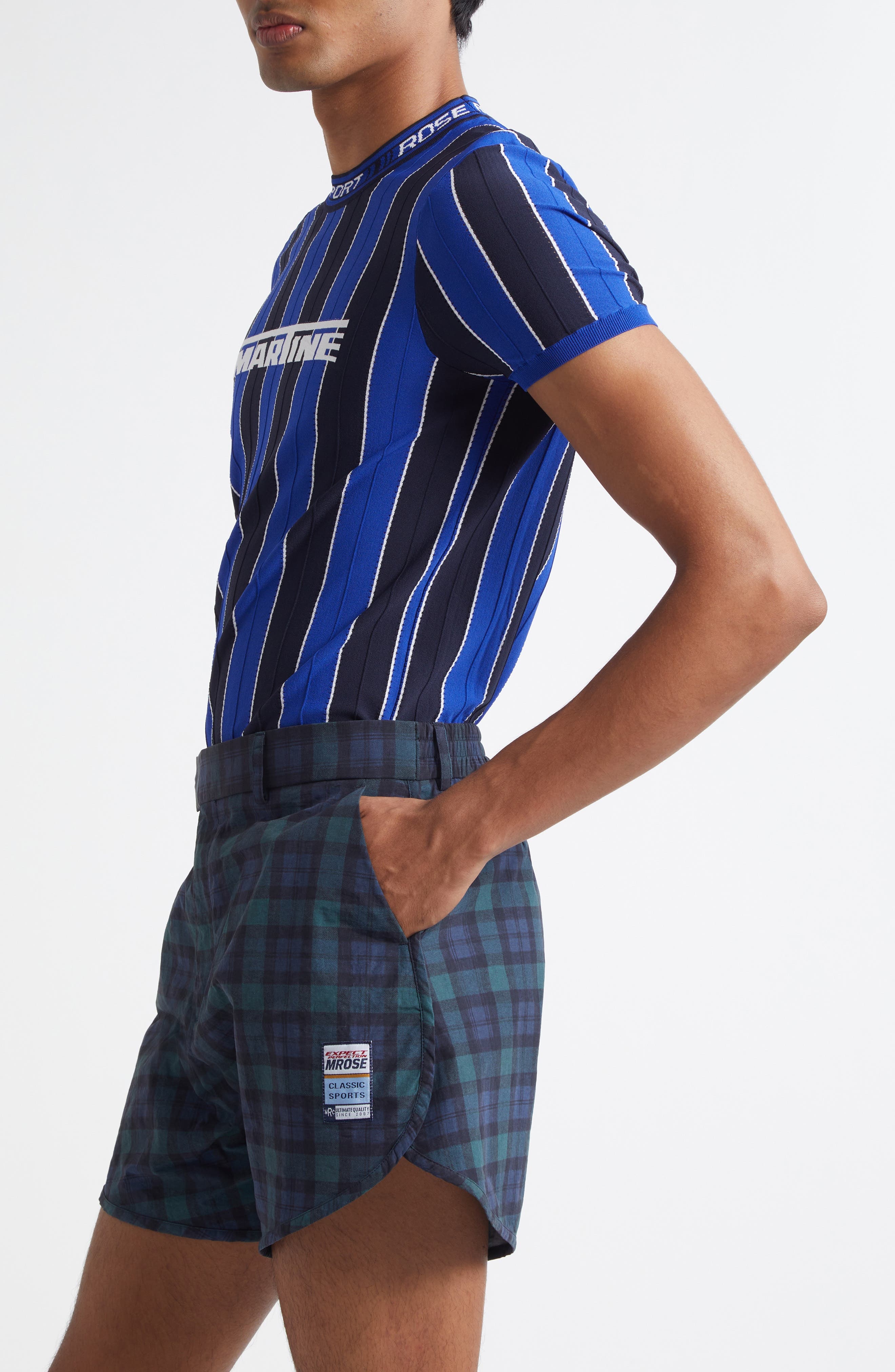 Martine Rose Tight Logo Jacquard Stripe T-Shirt in Blue at Nordstrom - 4