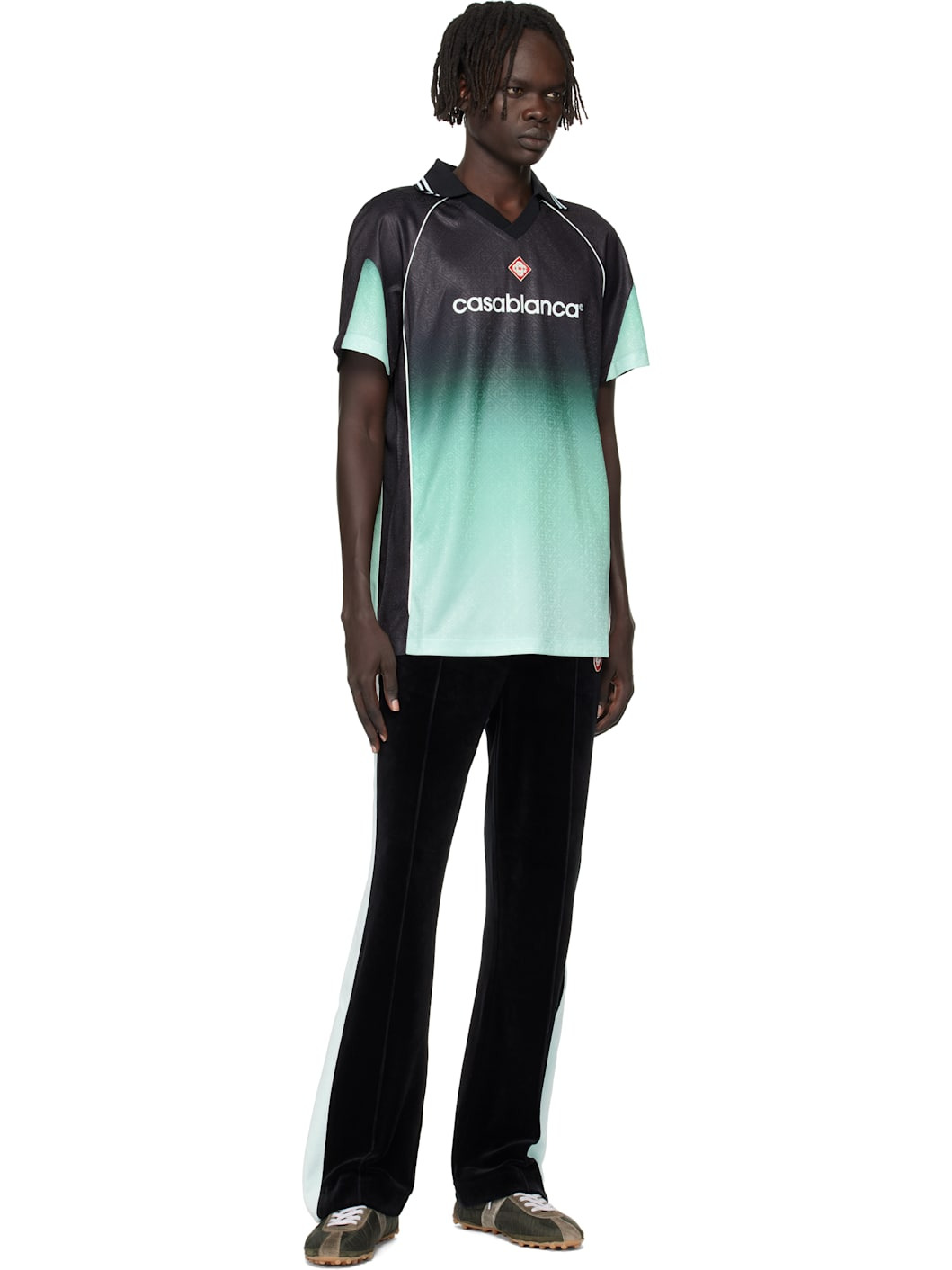 Black Velour Track Pants - 4