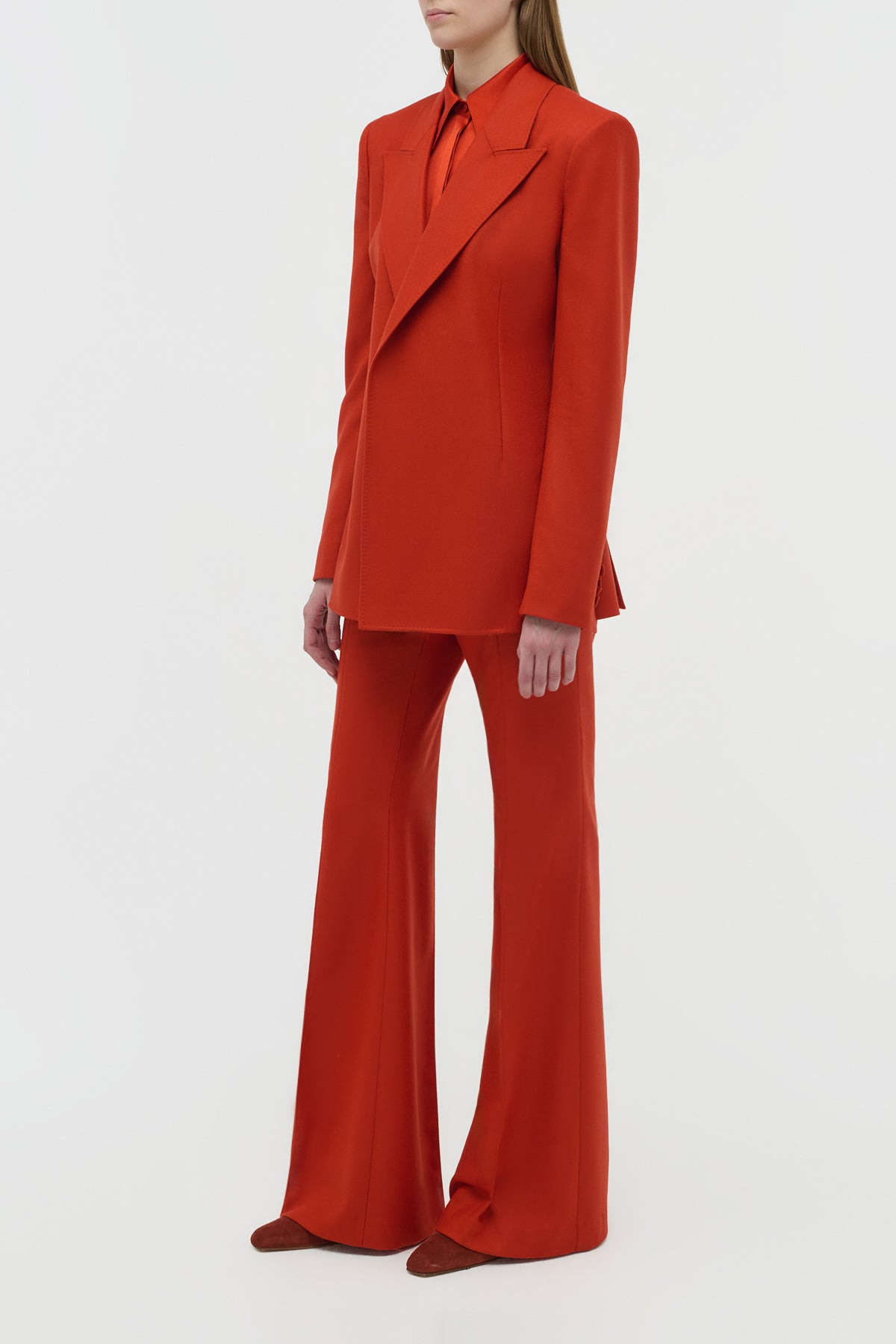 Mairi Blazer in Antelope Orange Wool Cashmere Flannel - 3