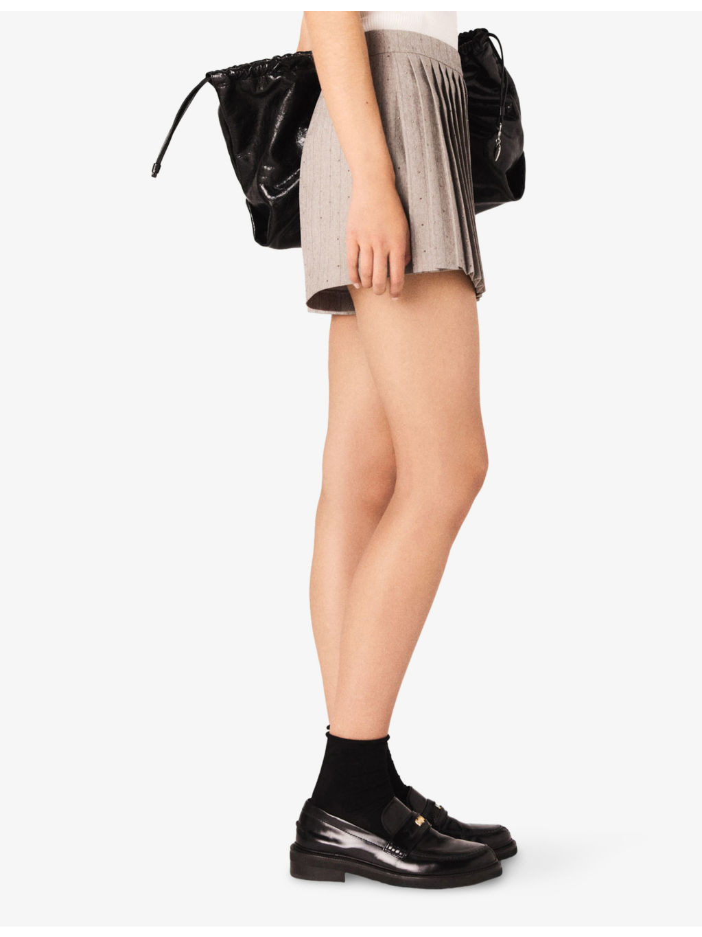 Rhinestone-Embellished Pleated Stretch-Woven Skort - 3