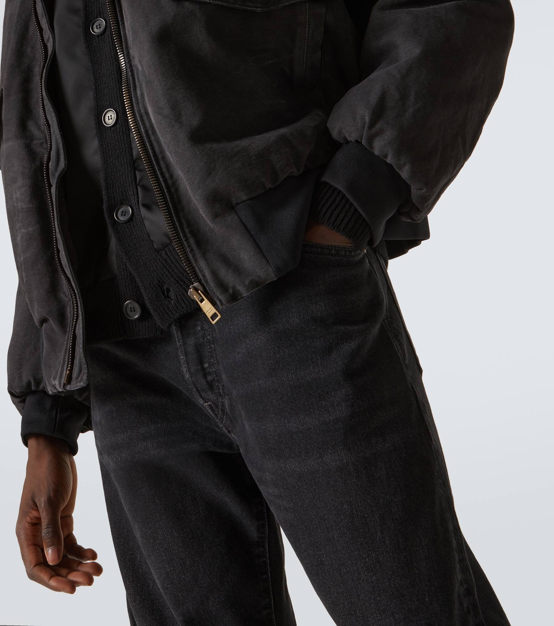 Shearling-trimmed cotton bomber jacket - 6