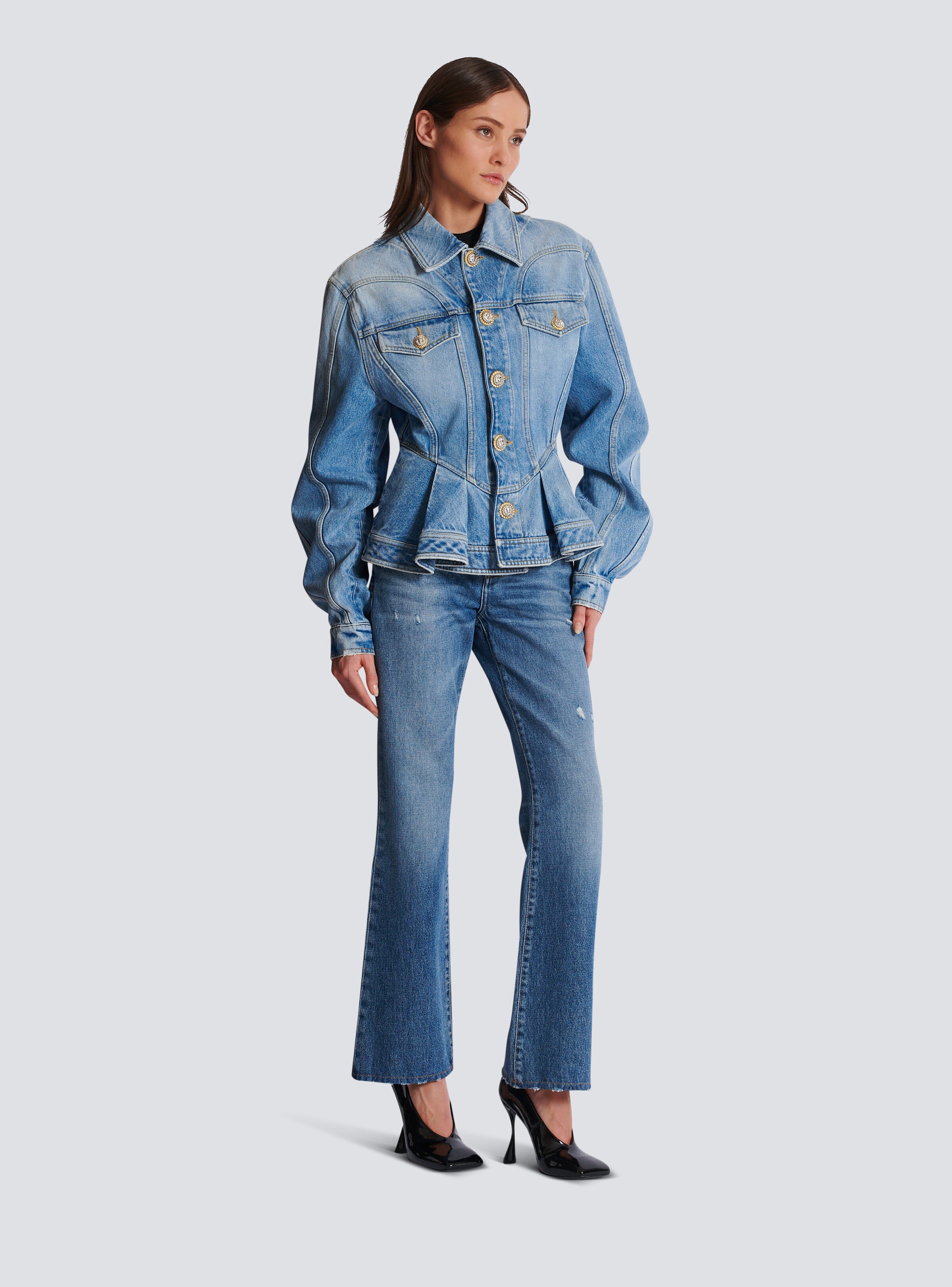 Pleated denim jacket - 3