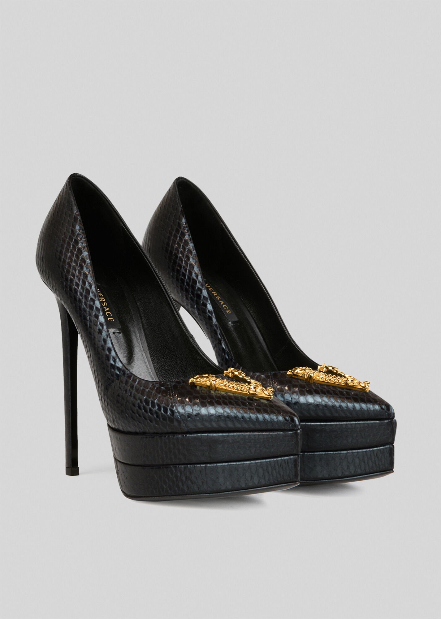 Virtus Snakeskin Platform Pumps - 3