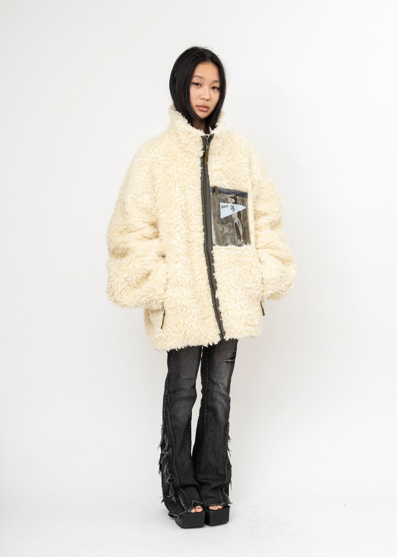 IVORY DOUBLET HEMP FAUX FUR ZIP-UP JACKET - 5