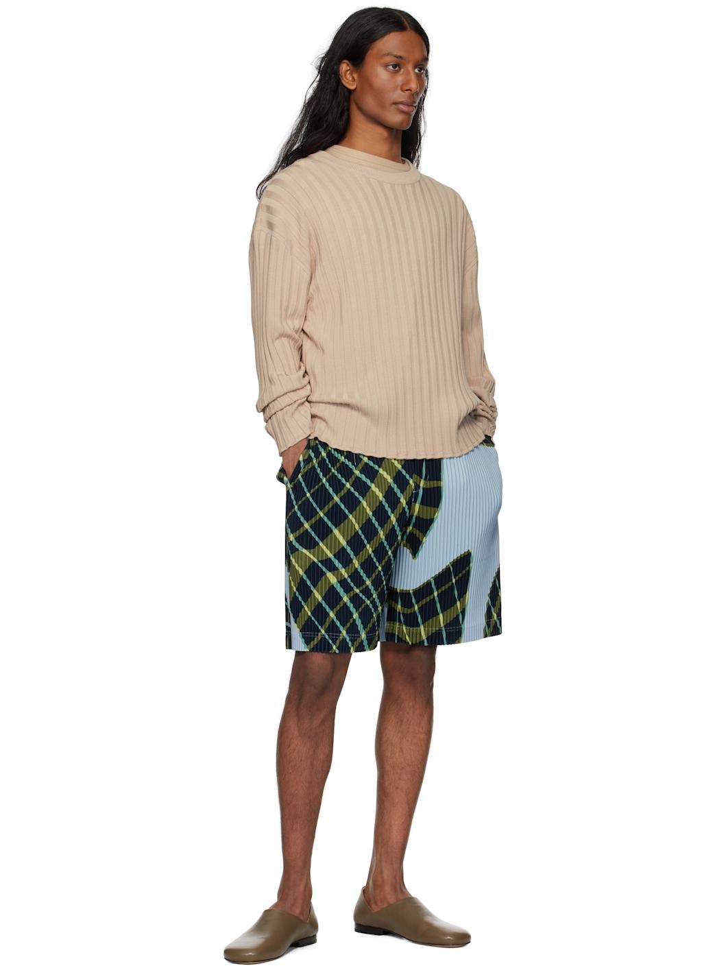 Blue & Green Windswept Plaid Shorts - 4