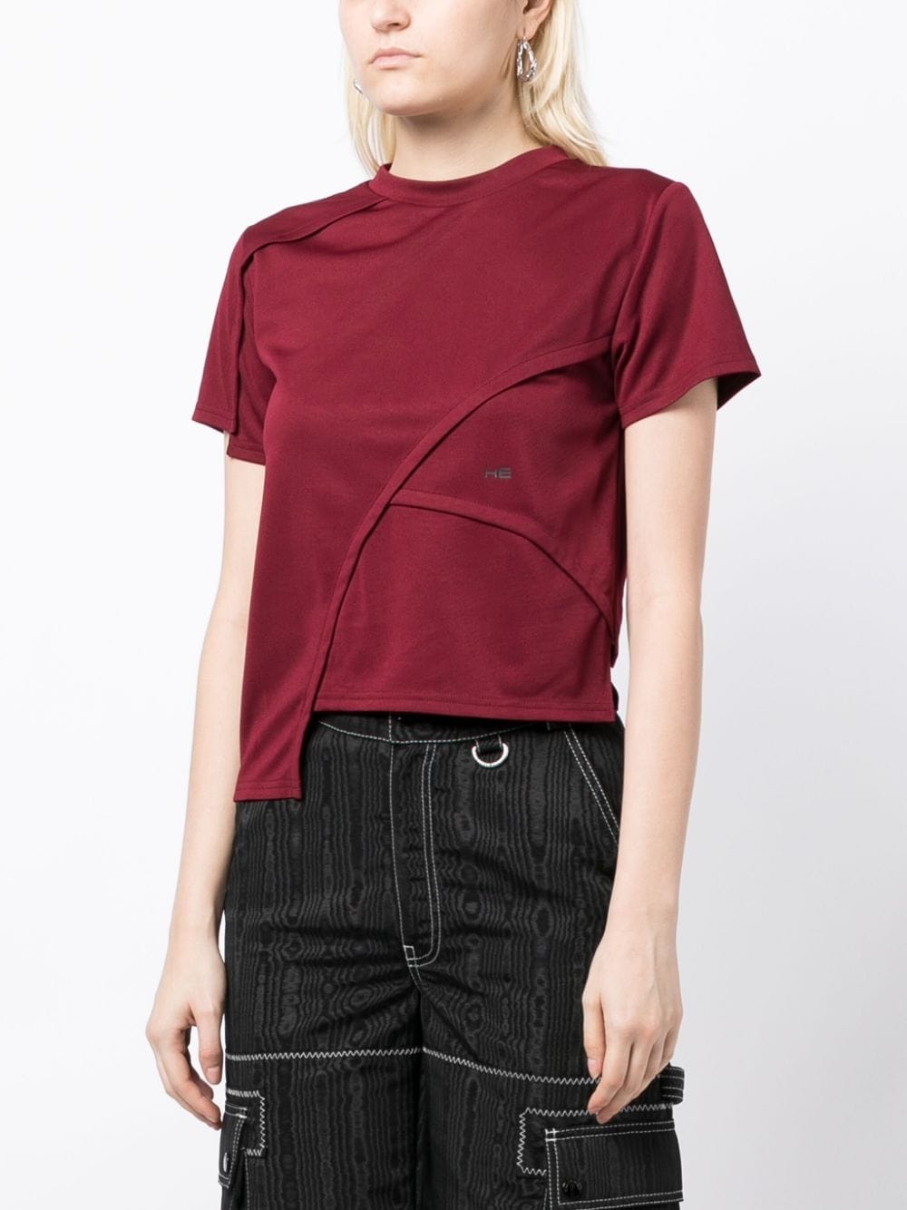 logo-print panelled-design T-shirt - 3