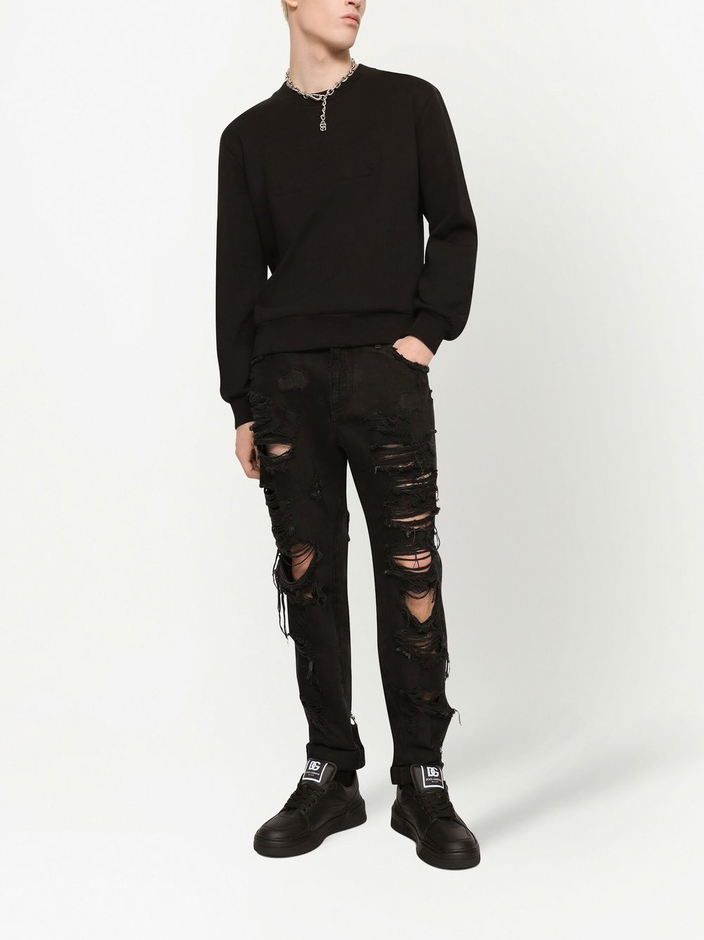 logo-embossed crew-neck sweatshirt - 2