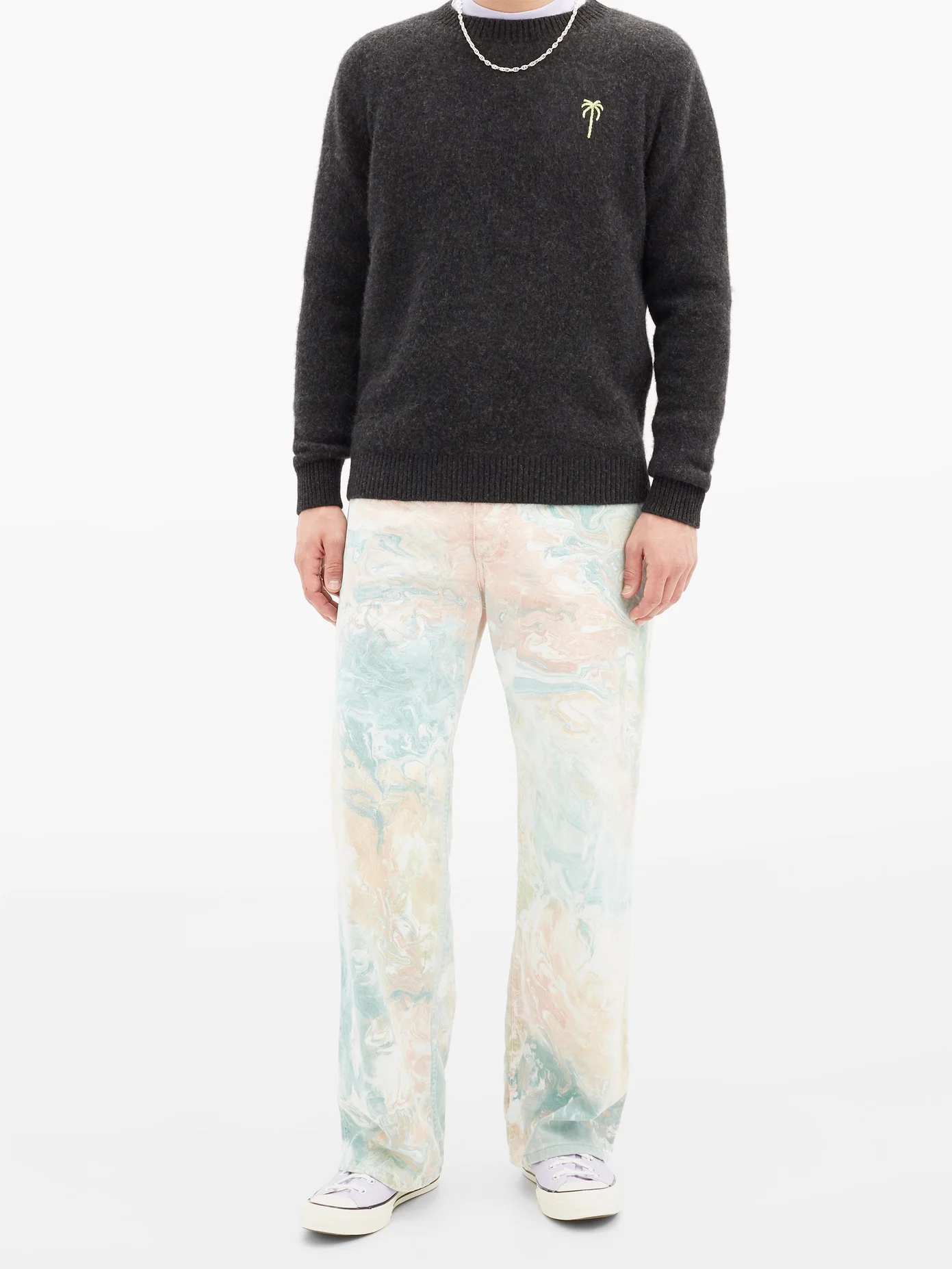 Palm-embroidered cashmere sweater - 6