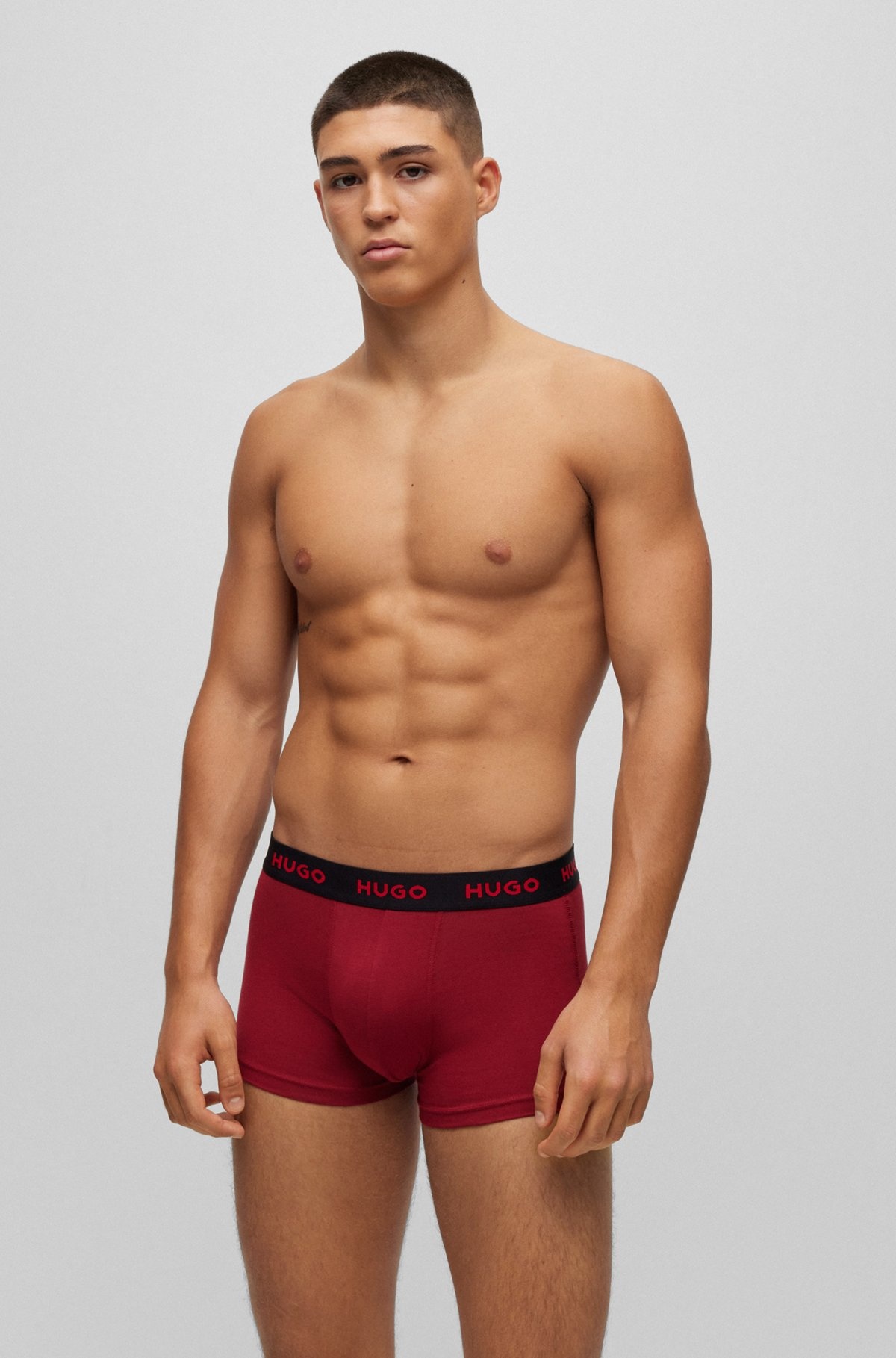 THREE-PACK OF LOGO-WAISTBAND TRUNKS IN STRETCH COTTON - 6