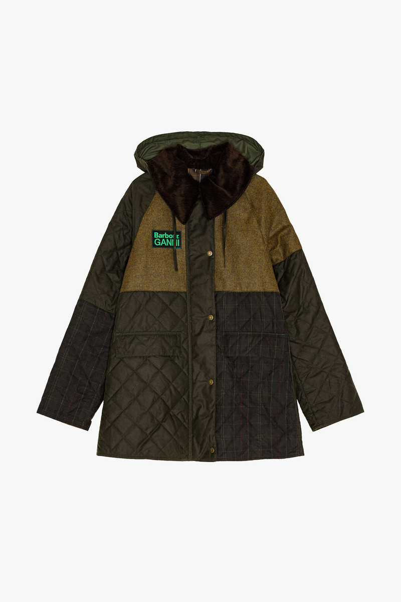 GANNI X BARBOUR SHORT BURGHLEY QUILTED WAX JACKET 1