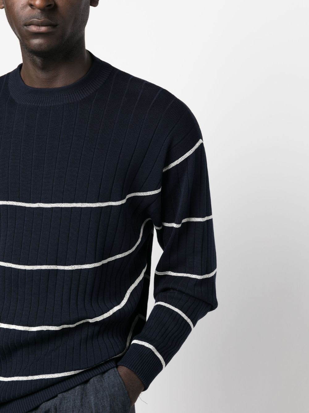 striped ribbed-knit jumper - 5