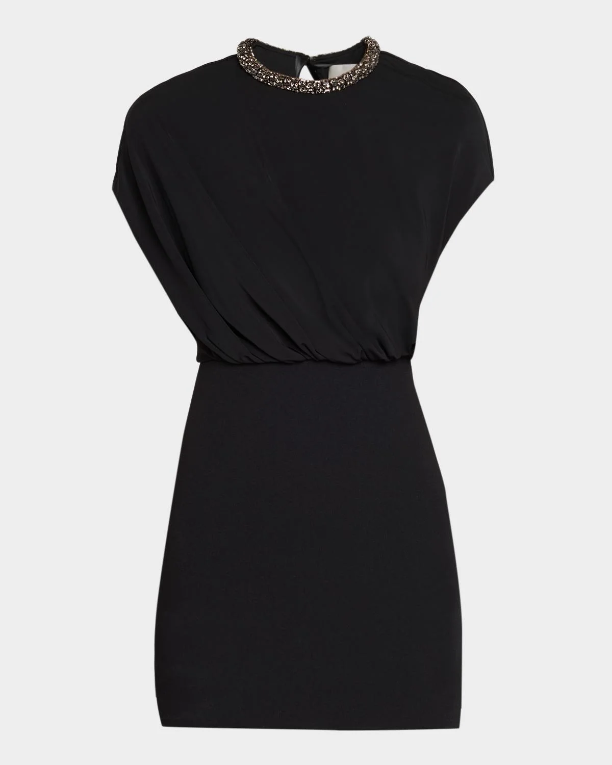 Crystal-Collar Sleeveless Blouson Mini Dress - 1