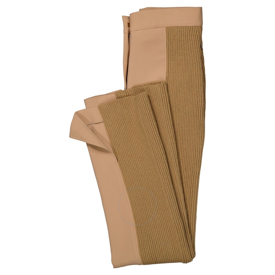 Burberry Ladies Soft Fawn Wide Leg Smart Trousers - 7