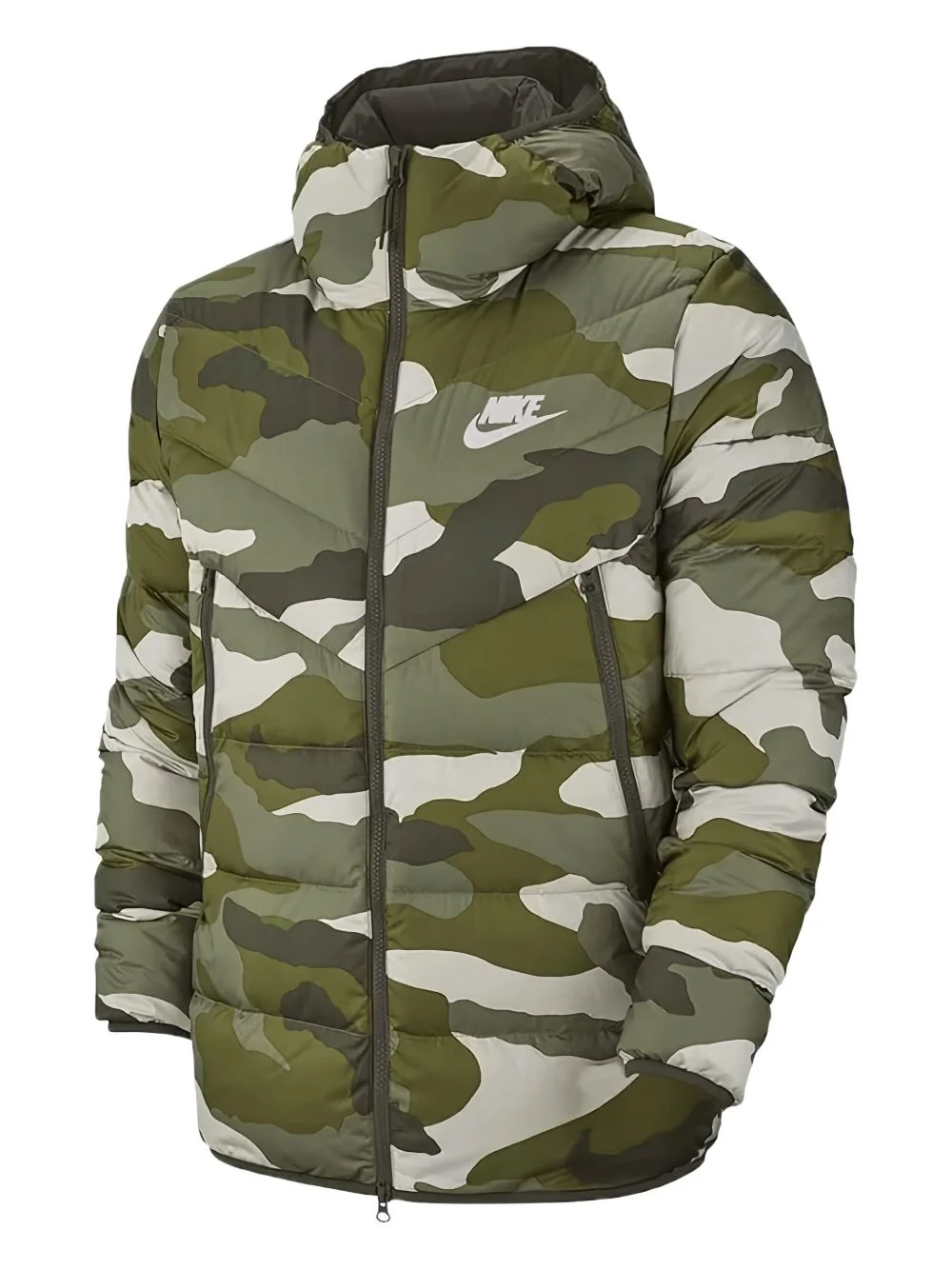 camouflage-print hooded puffer jacket - 1