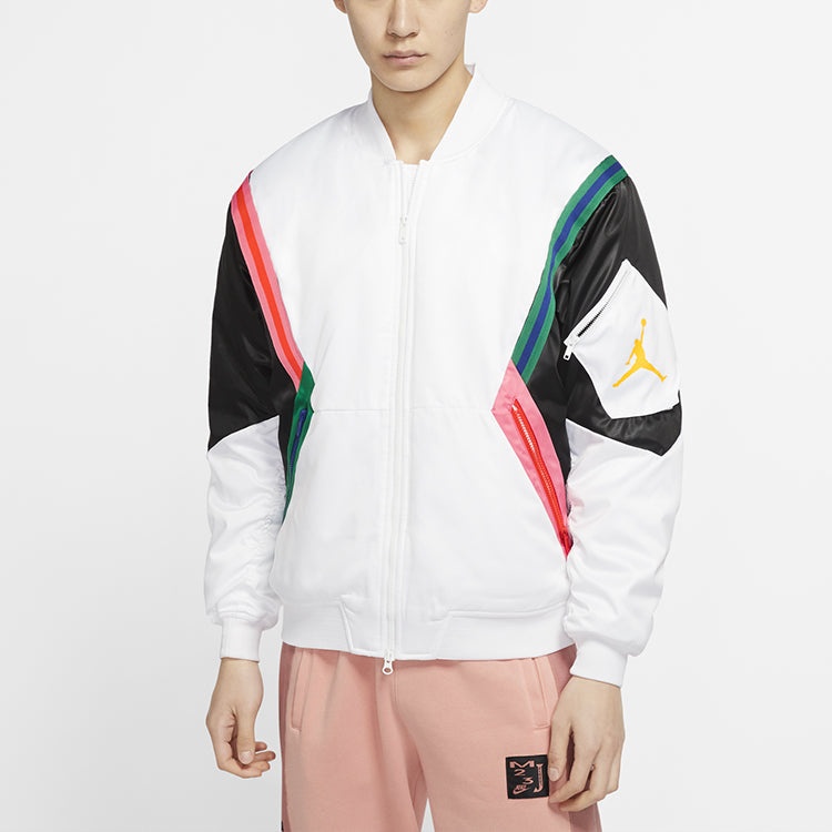 Air Jordan WINGS MA-1 Casual Sports Colorblock Stand Collar Jacket White CD5458-100 - 5