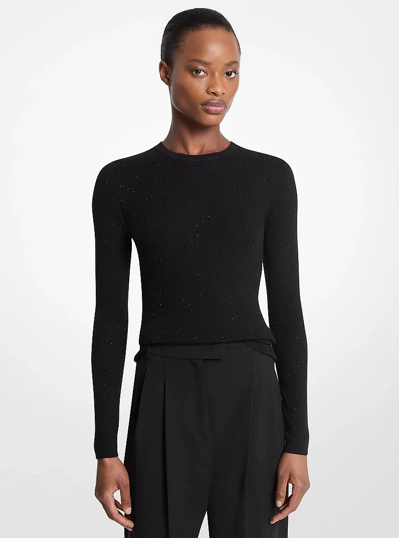 Embellished Tissue Cashmere Sweater - 1