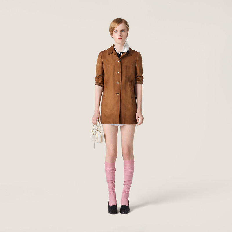 Miu Miu Waxed suede coat outlook