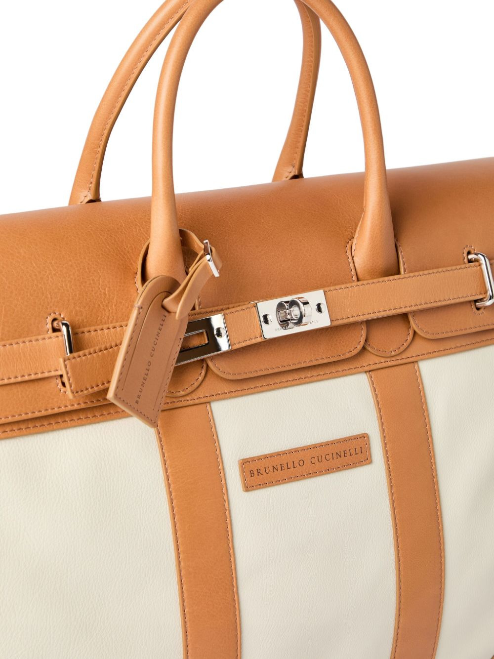leather-trimmed canvas holdall - 4