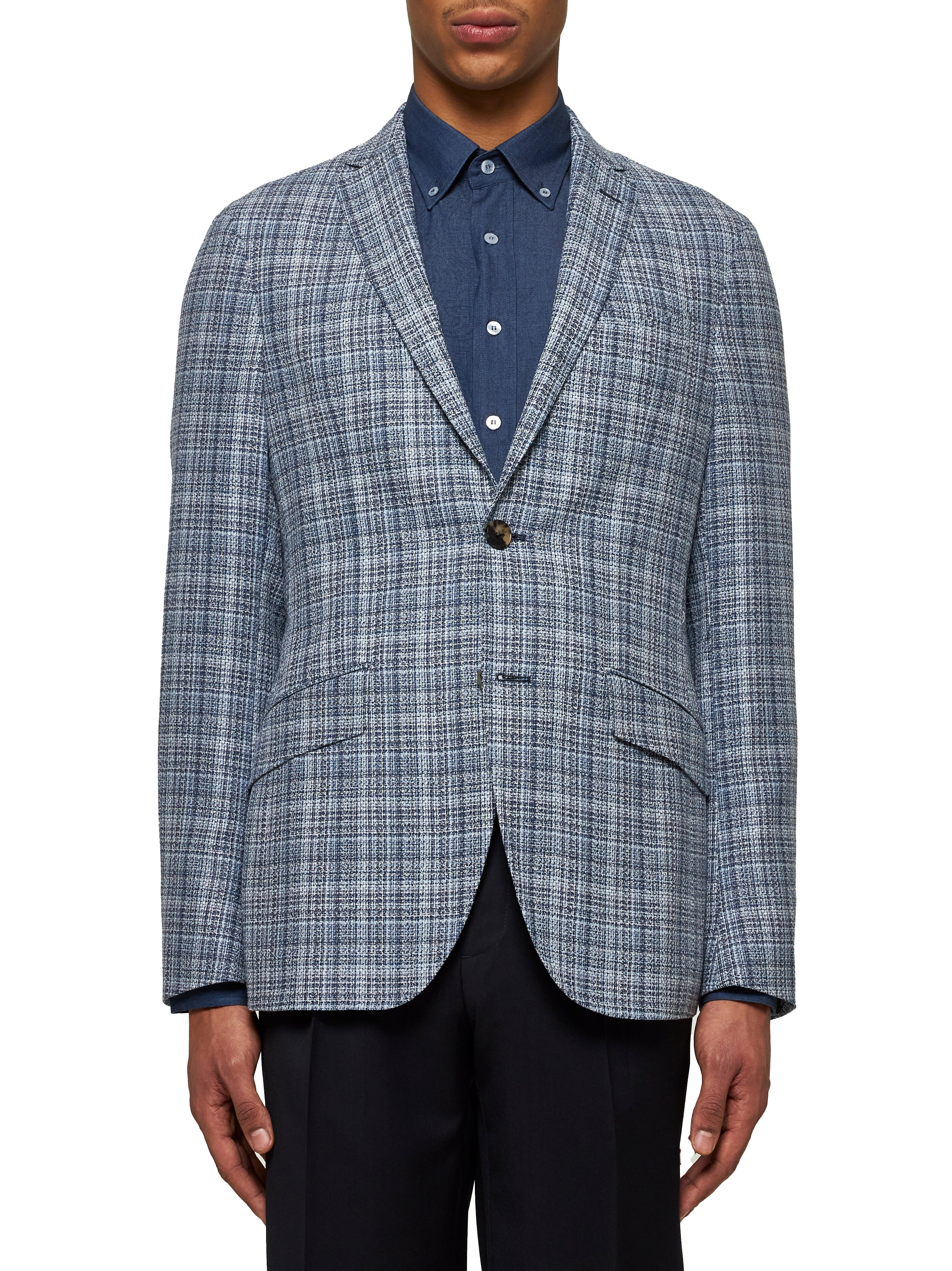 Etro Men Blue Tweed Single-Breasted Blazer - 3