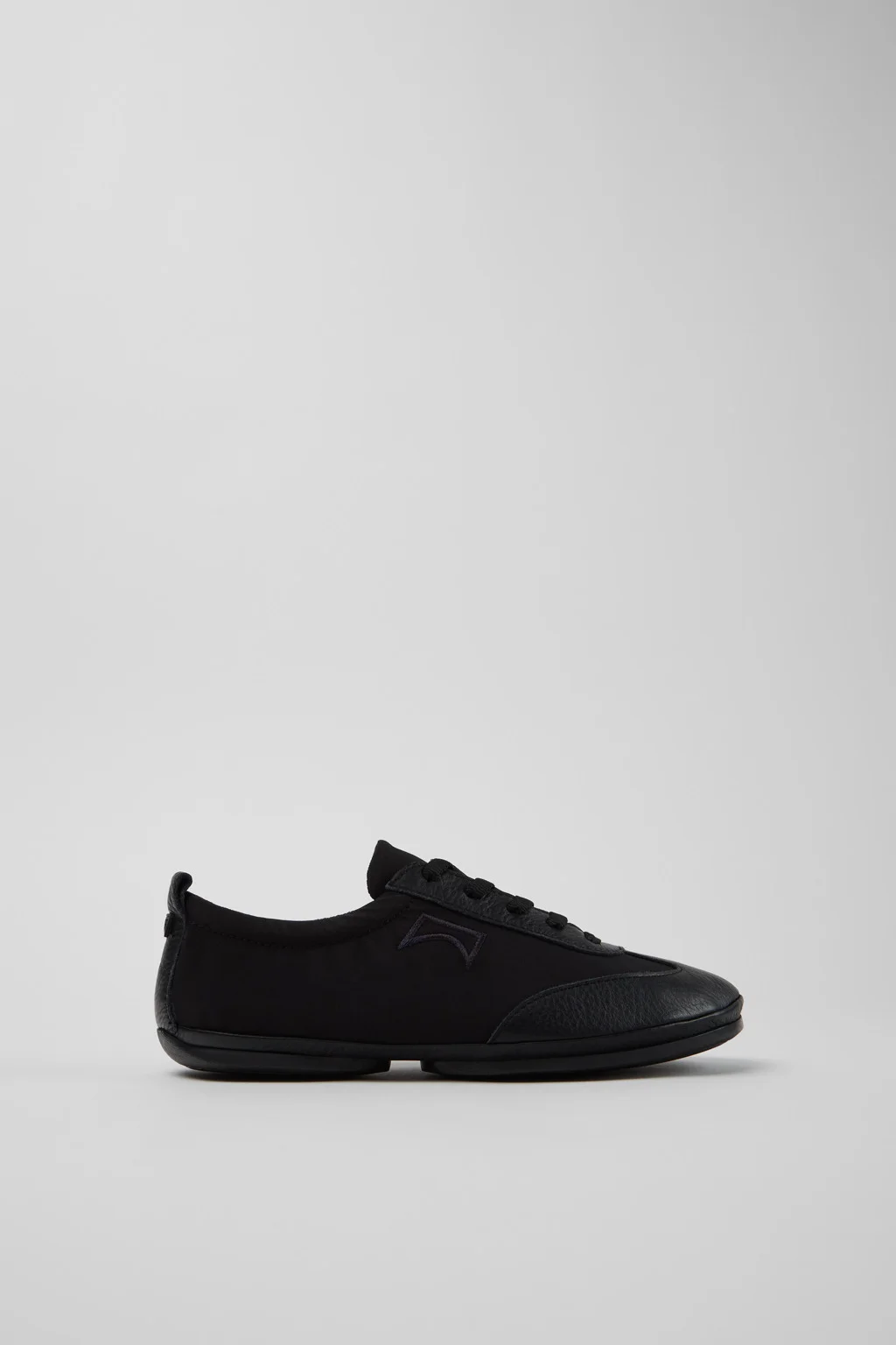 Right Nina Black Textile and Leather Sneakers for Women. - 1