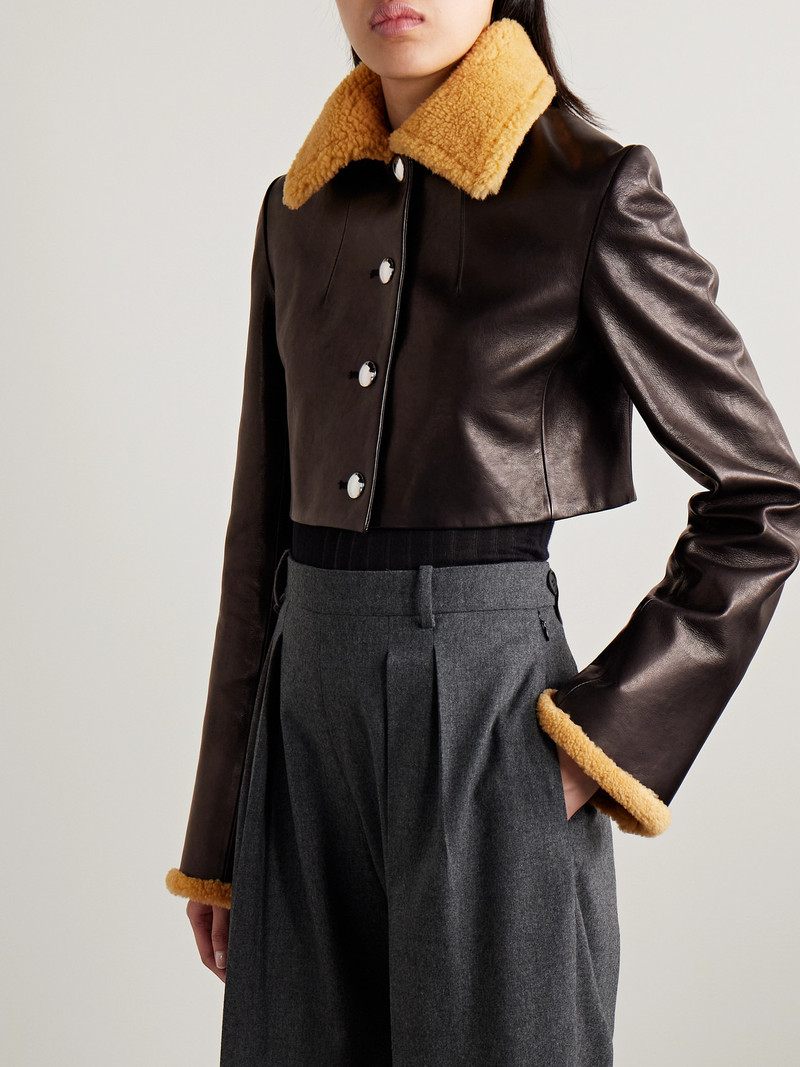 Jodie Cropped Shearling-trimmed Leather Jacket 6