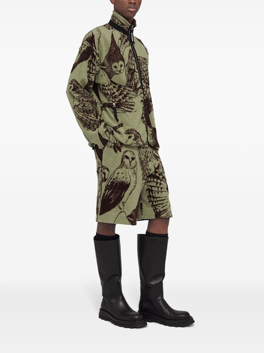 patterned-jacquard zip-up sweatshirt - 3