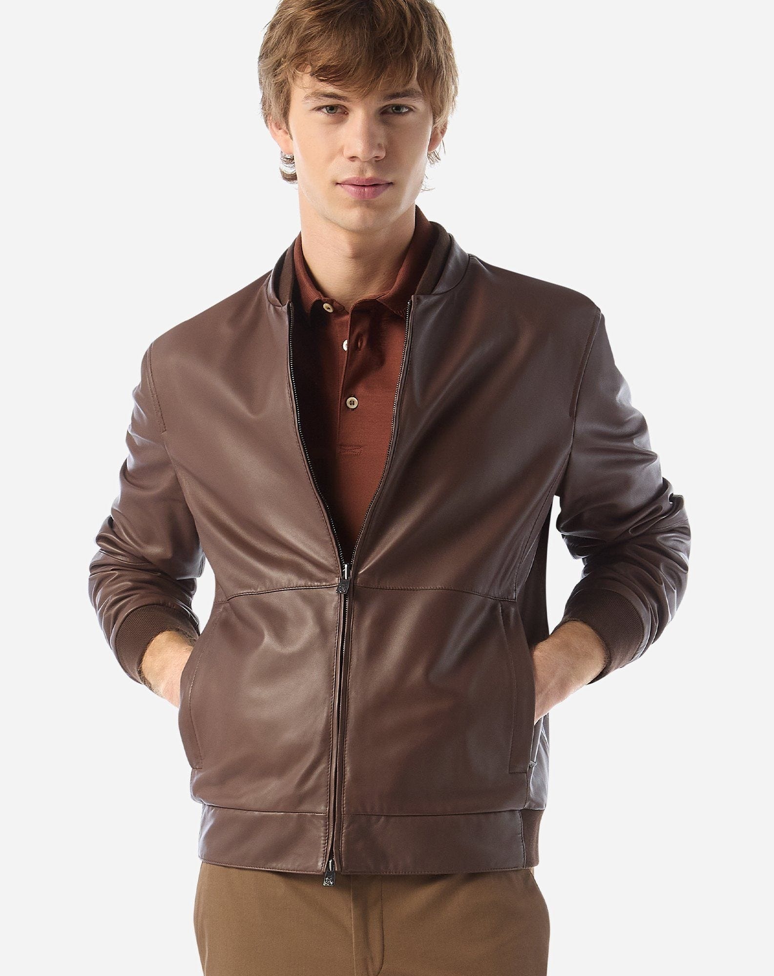 Reversible brown nappa leather jacket - 2