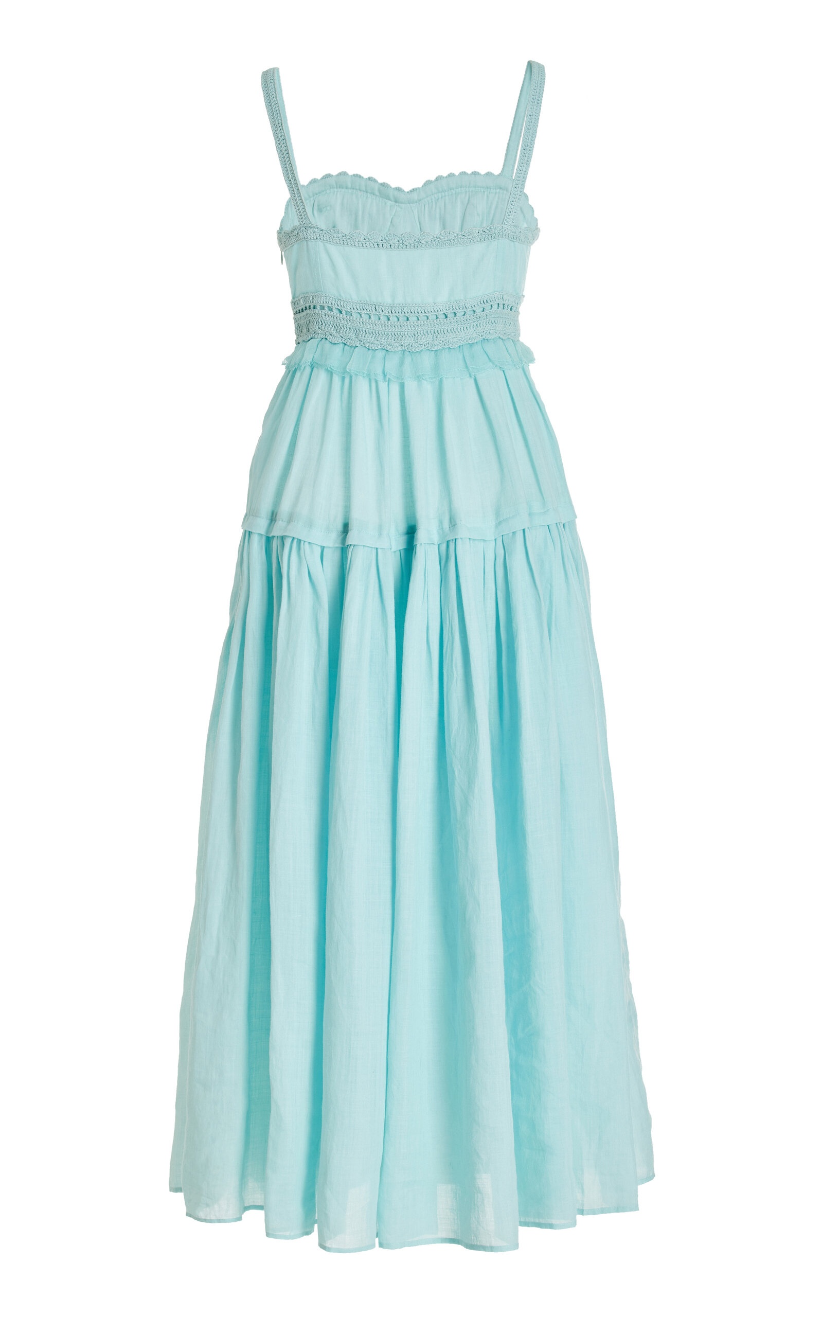 Gisella Crochet-Detailed Midi Dress light blue - 3