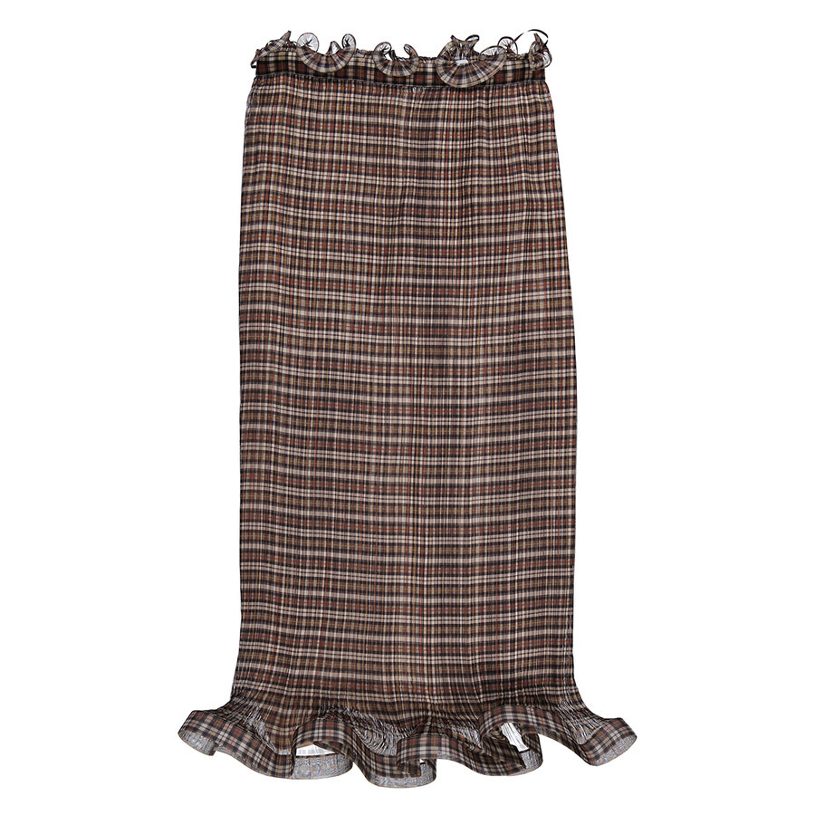 Burberry Ruffle Detail Check Chiffon Plisse Skirt - 1