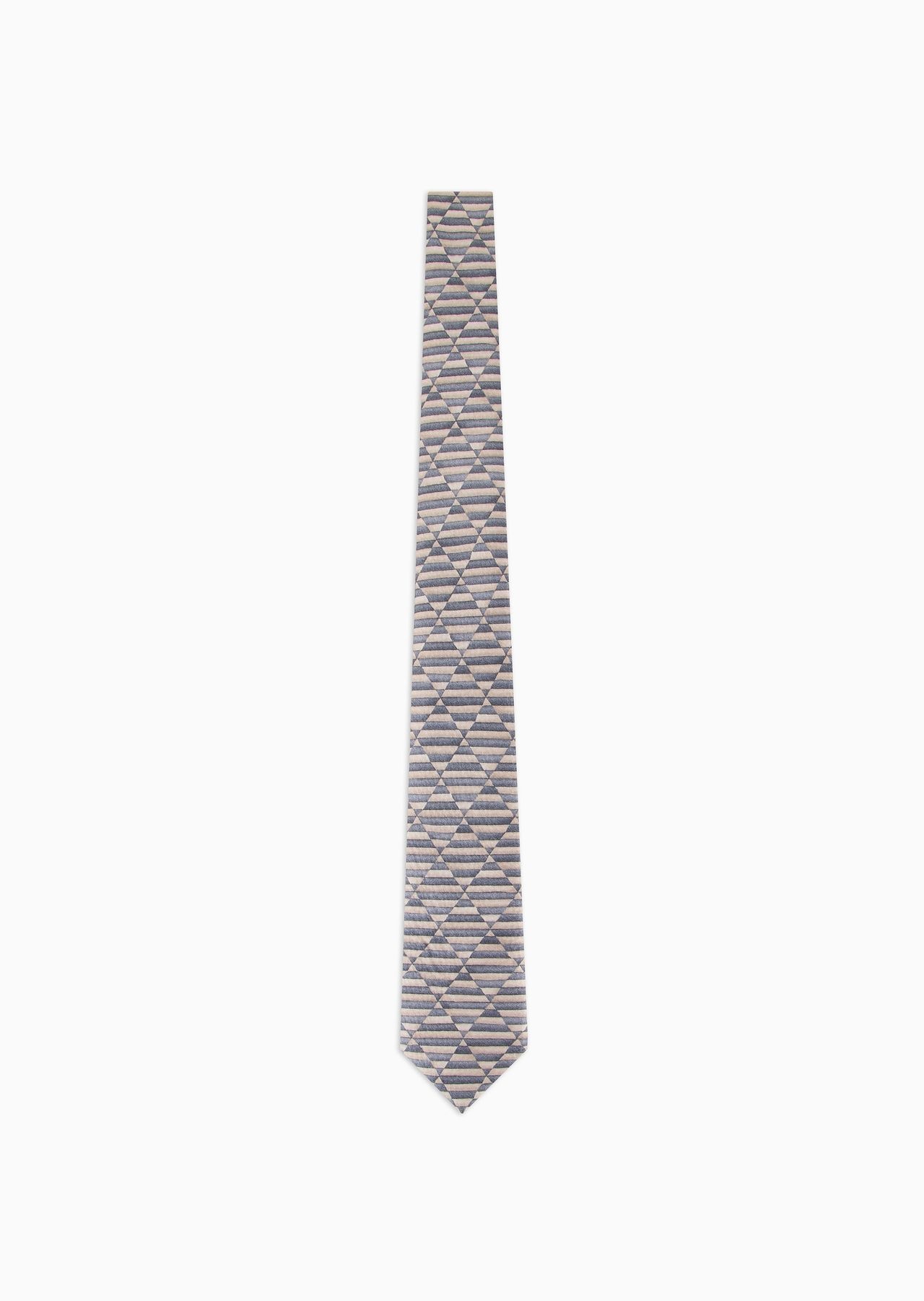 Silk tie with geometric print - 1